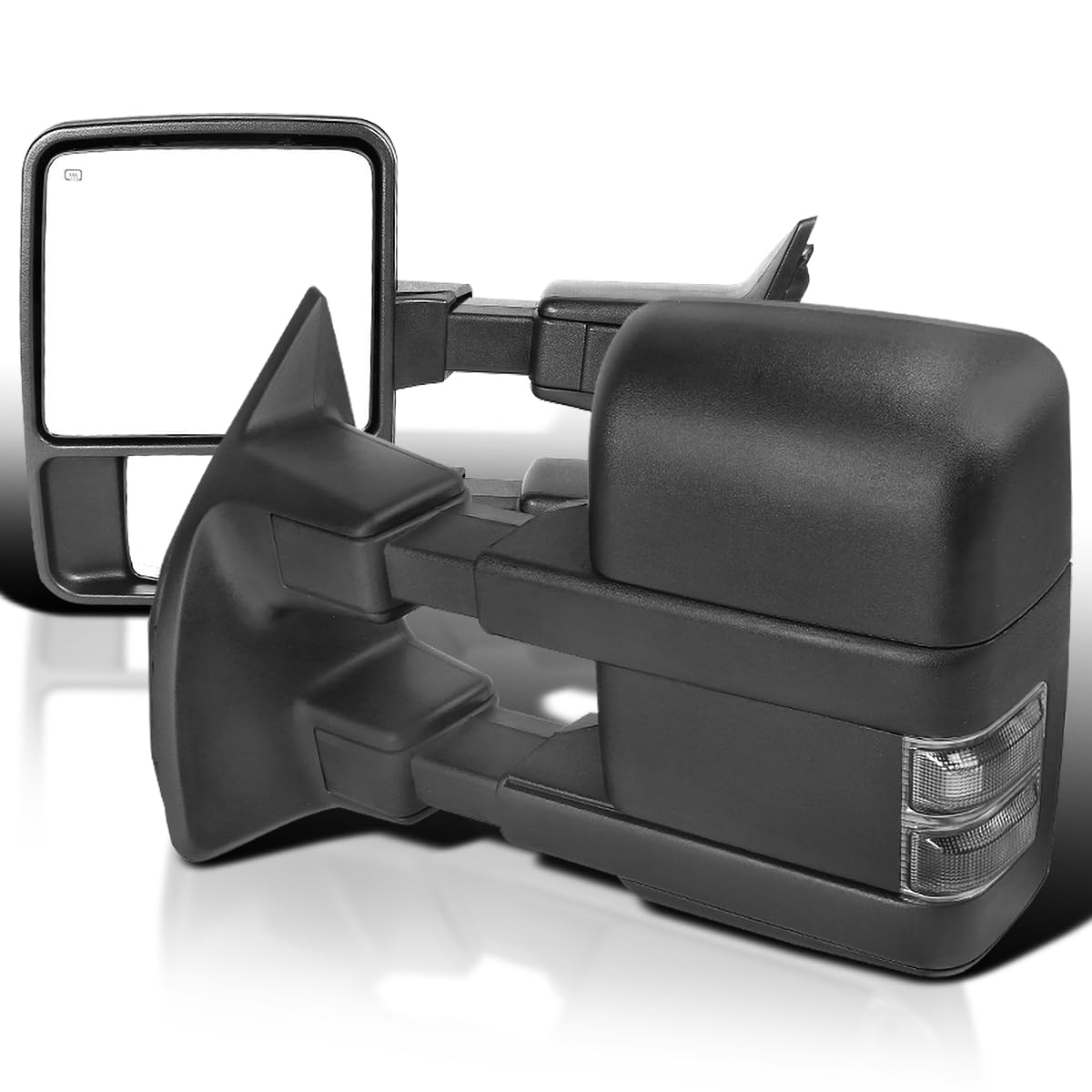 Spec-D Tuning Black Power Heated Towing Mirrors with Smoke Turn Signal - Compatible with 1999-2016 Ford F250 F350 F450 Super Duty Trucks - Perfect for Towing, Off-Roading & Winter Driving