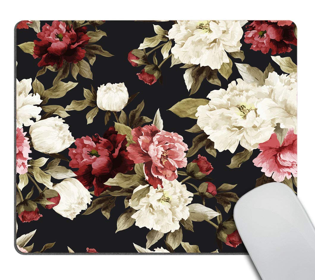 Custom Watercolor Floral Rose Gaming Mouse Pad - Non-Slip Rubber Base Computer & Laptop Mousepad for PC Gaming, Office Work & Home Use