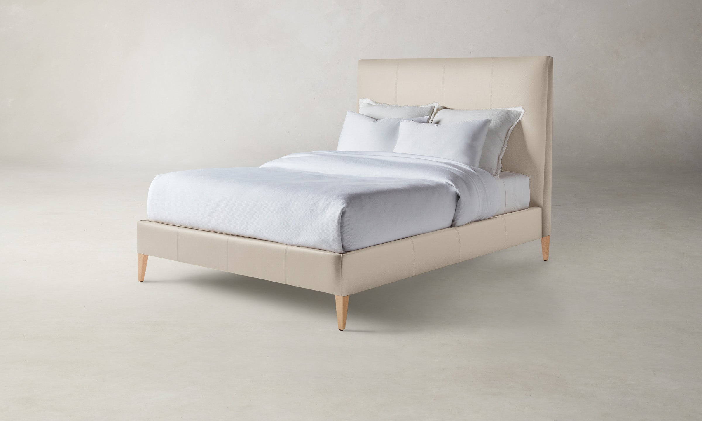 Essex Bed Frame - Genuine Pebbled Leather Upholstery & Stone Finish for Luxurious Bedroom Decor | Perfect for Master Bedrooms & Upscale Guest Rooms