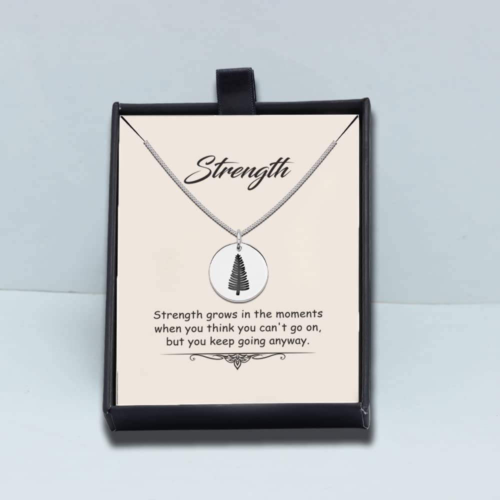 LeCalla 925 Sterling Silver Pine Tree Charm Necklace - Handmade Woodland Jewelry for Women - Christmas Gift for Her - Strength Symbol Pendant for Everyday Wear & Special Occasions