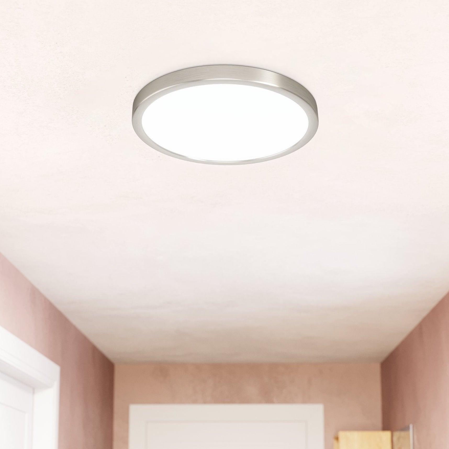 Eglo Fueva 5-LED Nickel Flush Mount Ceiling Light Fixture, 28.5cm Cool White - Perfect for Bedroom, Kitchen, Hallway & Office Lighting