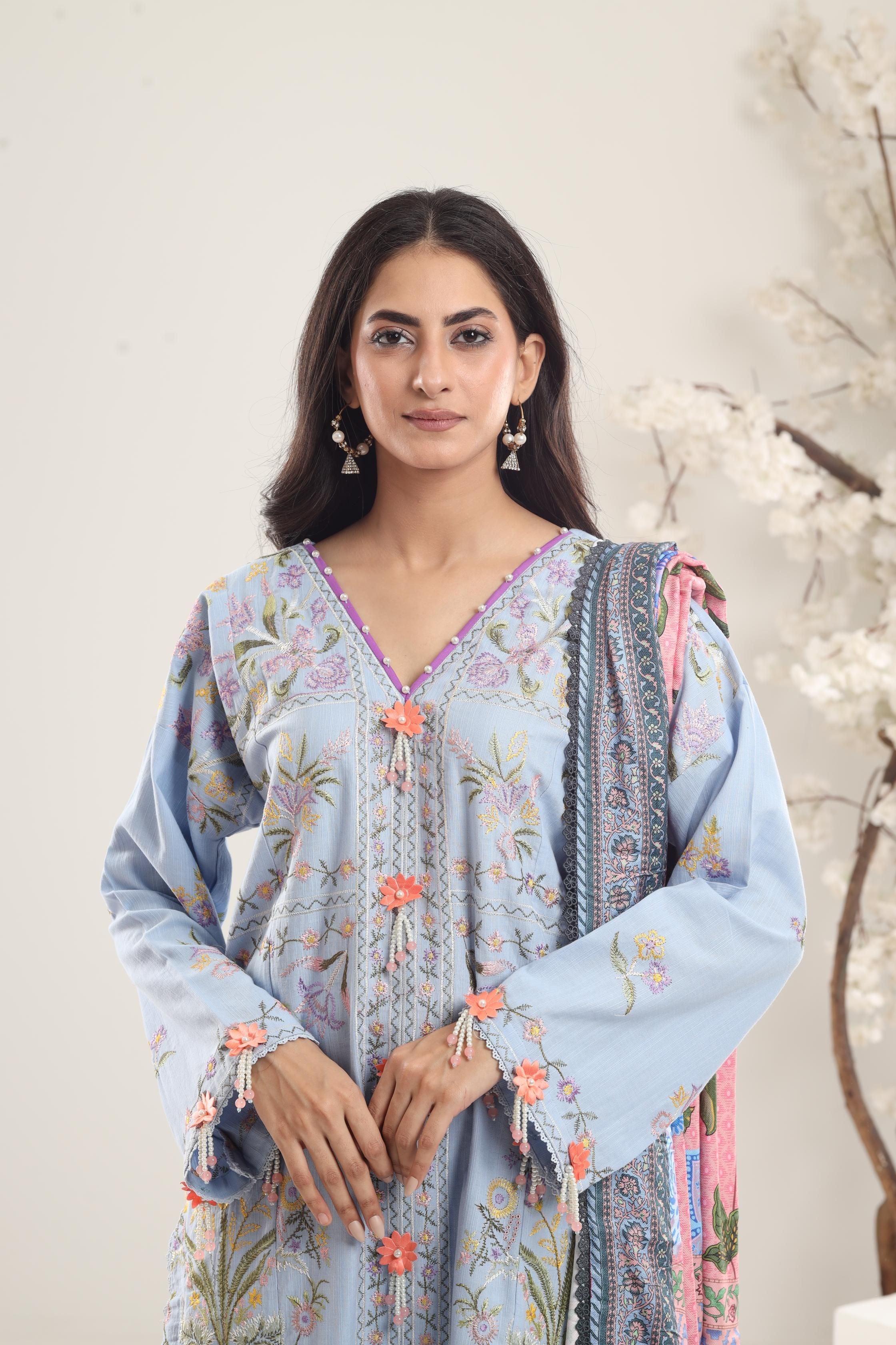 Sana Safinaz Muzlin Winter Stitched Embroidered Dress - Elegant Pakistani Formal Wear for Weddings, Parties & Special Occasions