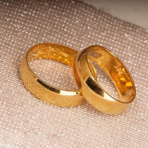 6mm 14K Gold Plated Wedding Ring Set for Couples - Matching His & Hers Wedding Bands, Personalized Engraved Silver Rings - Perfect for Anniversaries, Engagements & Romantic Gifts