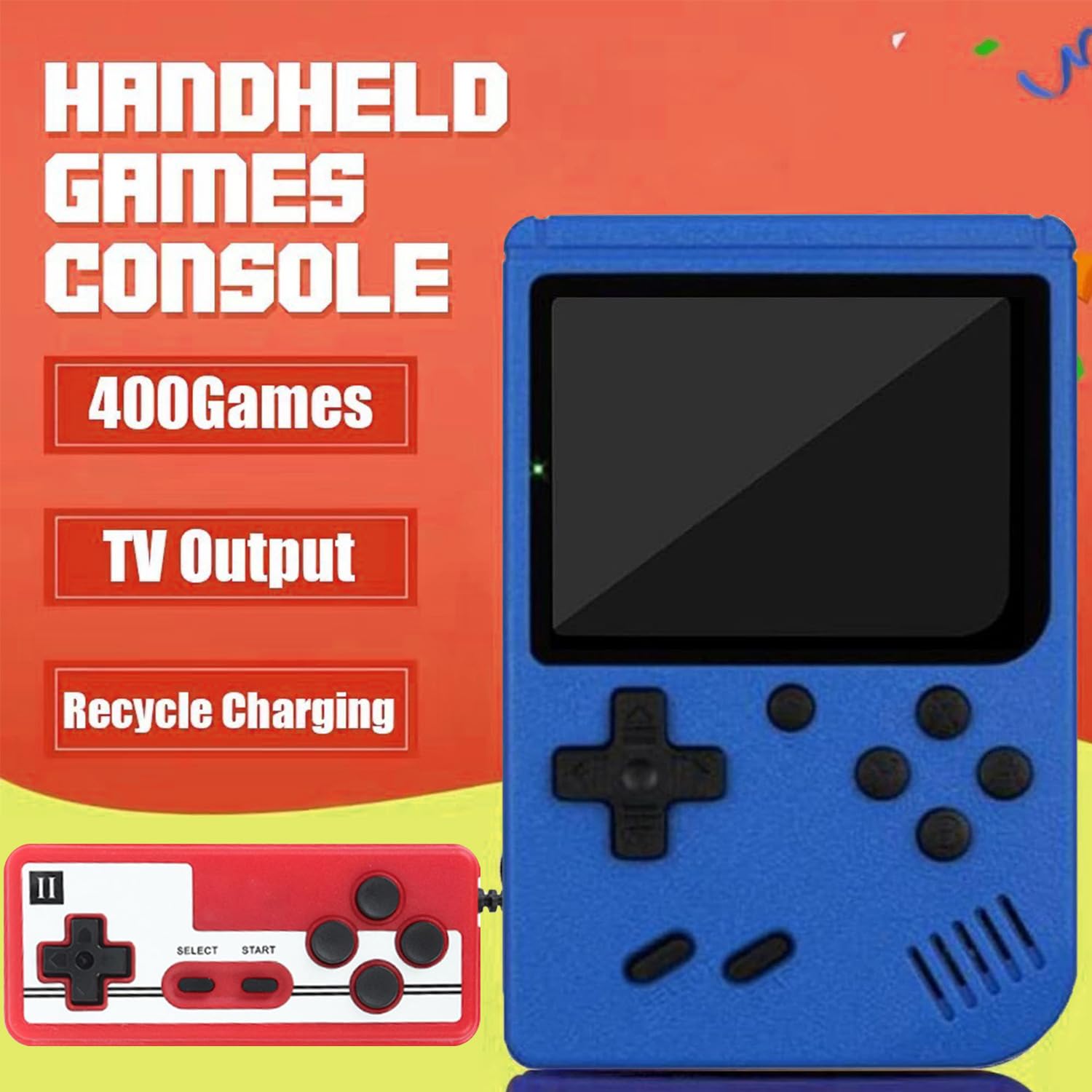 Arcade Buddy Tendo Retro Handheld Game Console - 400 Classic FC Games, 3-Inch Color Screen, TV Output & 2-Player Mode | Portable Gaming Device for Kids & Adults, Perfect for Travel, Commute & Family Game Nights