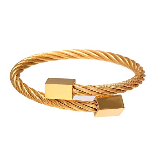 LIUSHI Classic Stainless Steel Bracelet for Men & Women - Black & Gold Fashion Cube Design - Perfect for Casual Wear, Gifts & Special Occasions