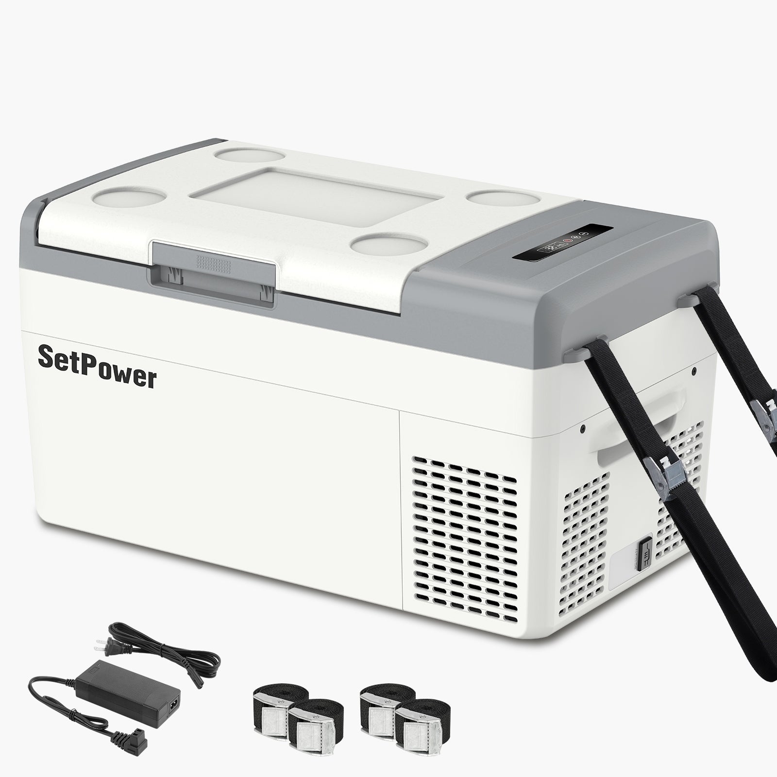 Setpower MC20 12V Portable Refrigerator Freezer - 21 Quart Compact Car Fridge for Camping, Road Trips & Outdoor Adventures - White
