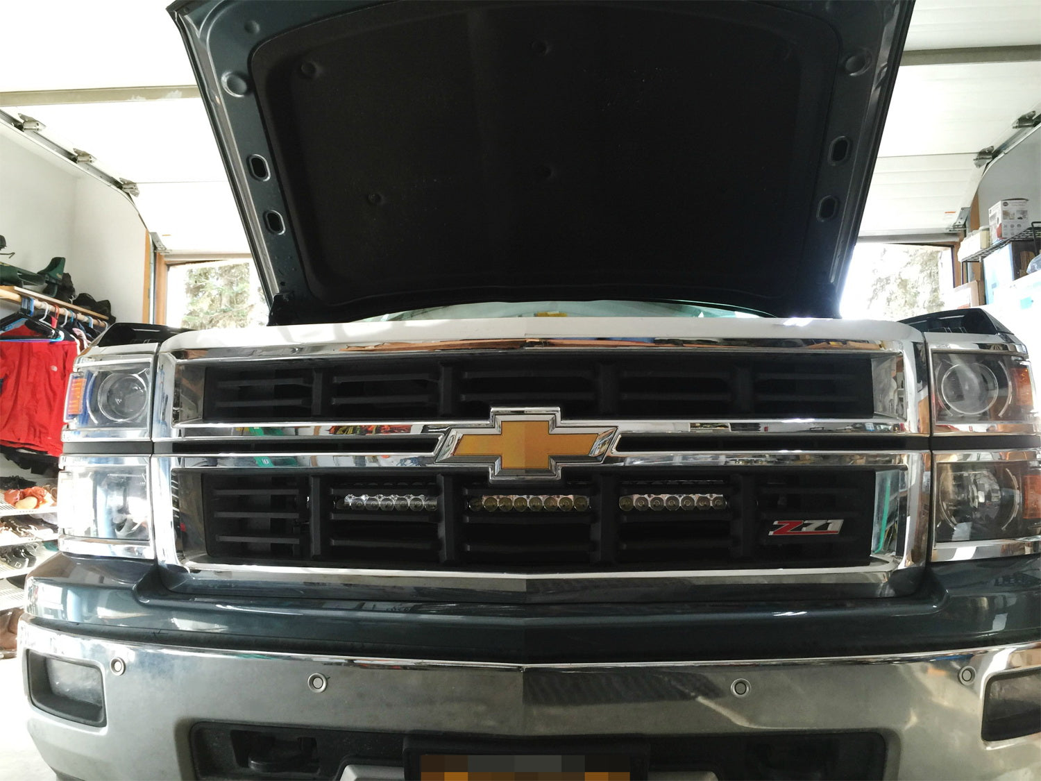 150W 30-Inch CREE LED Light Bar with Behind Grille Mounting Bracket & Wiring Harness - Compatible with Chevy Silverado 1500/2500/3500 - Perfect for Off-Roading, Hunting, and Night Driving