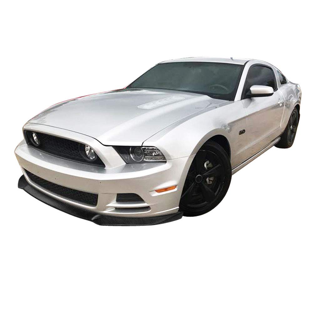 FREEMOTOR802 Carbon Fiber Front Bumper Lip Spoiler for 2013-2014 Ford Mustang | IKON Style CFL Splitter Valance Guard | Aggressive Look & Enhanced Aerodynamics | Perfect for Car Shows & Street Performance
