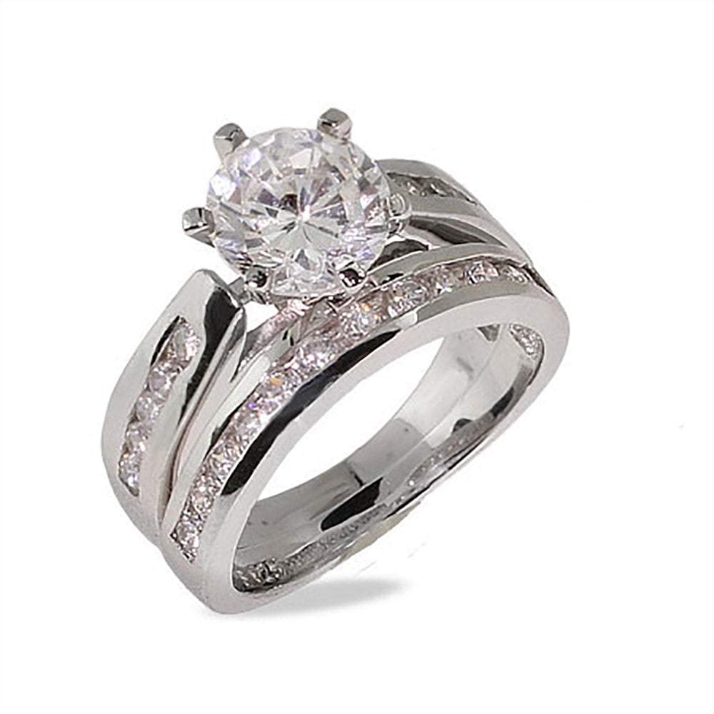 EVE'S ADDICTION Cubic Zirconia Wedding Ring Set - CZ Channel Set Engagement Ring for Women - Elegant Gift for Mom, Wife, or Bride - Perfect for Anniversaries, Proposals & Special Occasions