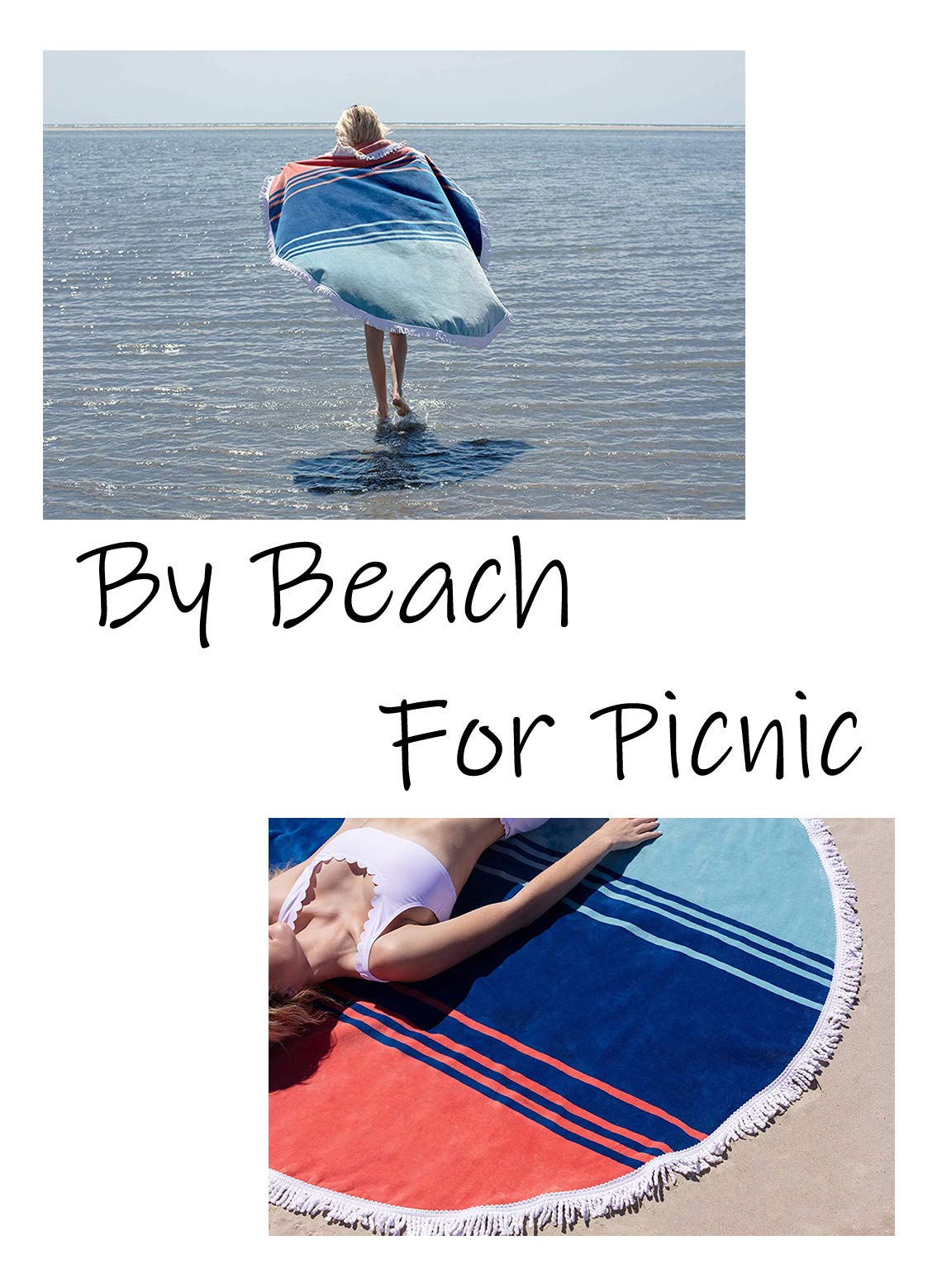 Oversized Round Beach Towel - 59 Inch Diameter Tropical Palm Leaves & Flamingo Print Microfiber Blanket | Super Absorbent Picnic Mat, Yoga Towel & Outdoor Blanket for Pool, Beach & Travel