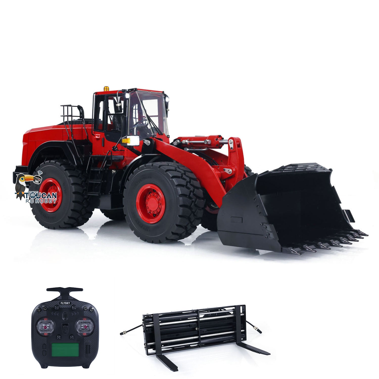 1/14 Scale RC Metal Hydraulic Loader WA480 - Remote Control Construction Toy with Quick Coupler, Fork Bucket, Lights & Sound - ST8 Radio System - Perfect for Construction Enthusiasts and Kids Outdoor Play