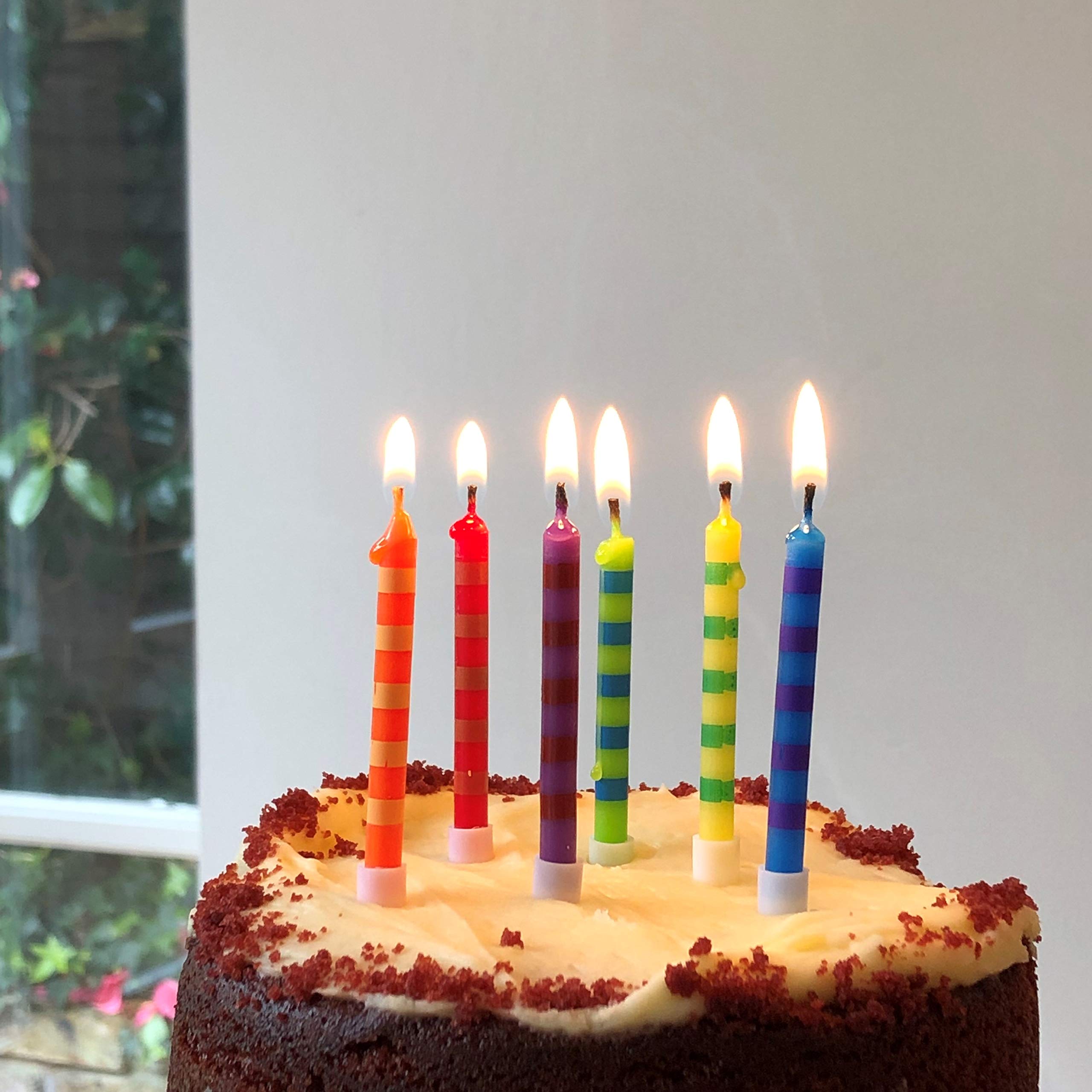 Vibrant Rainbow Birthday Cake Candles with Holders | 24-Pack Cupcake Toppers for Kids Party Decorations, Birthday Celebrations & Festive Events – Perfect for Birthday Cakes, Cupcakes, and Dessert Table Displays