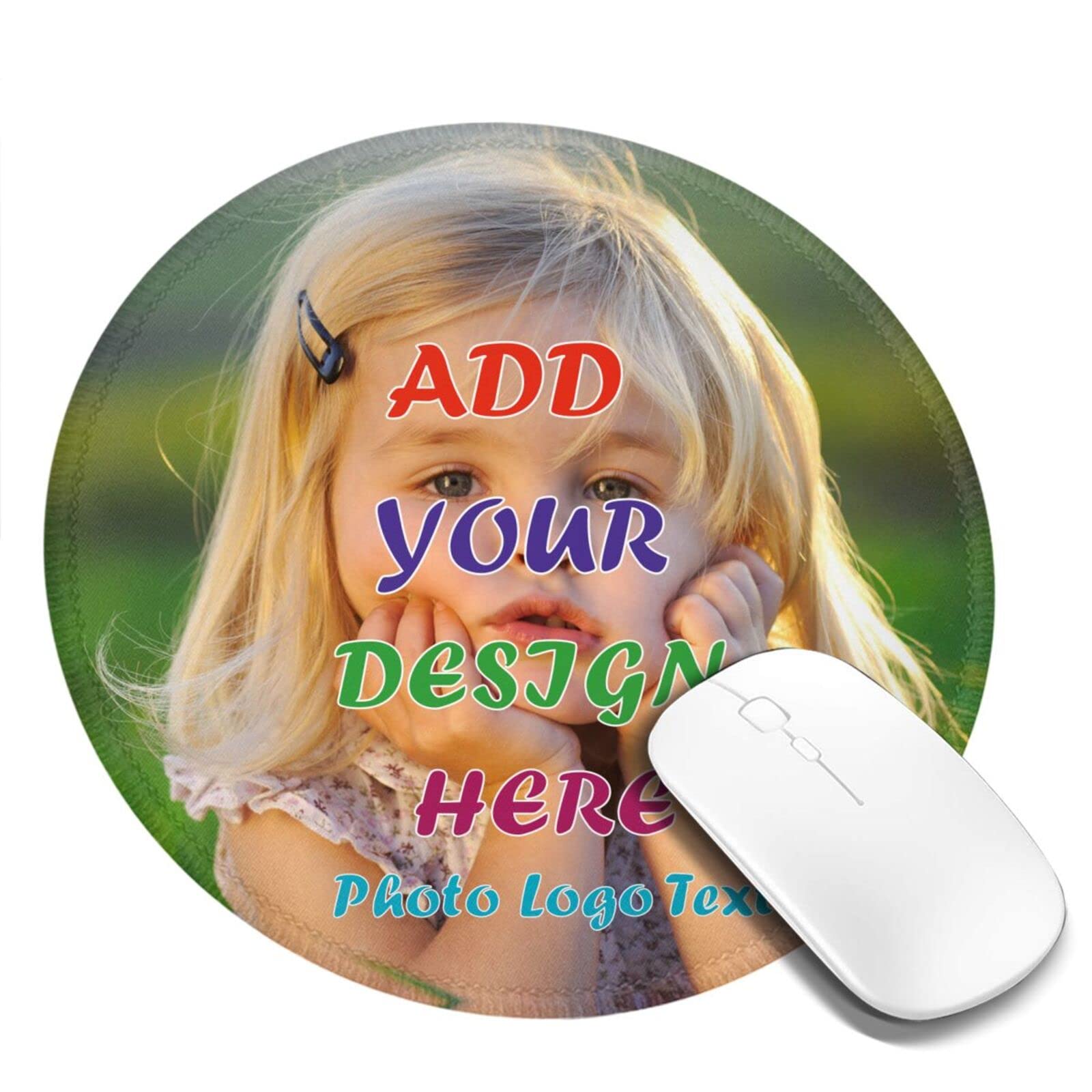 Custom 8 Inch Round Mouse Pad - Personalized Photo, Name & Text Mousepad for Computer, Laptop, Desk - Perfect for Gaming, Office & Home Workspace