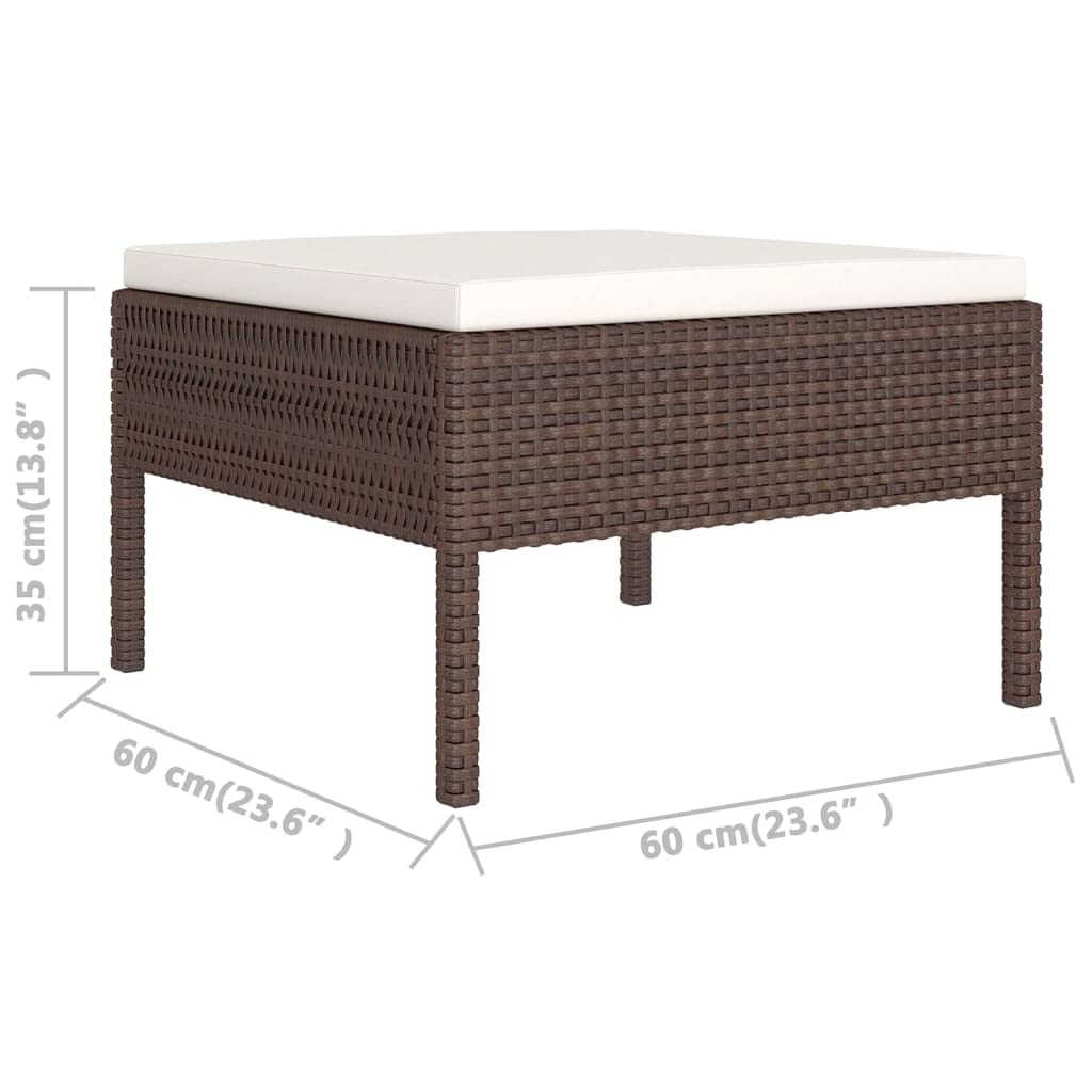 vidaXL 6-Piece Poly Rattan Patio Lounge Set with Comfortable Cushions - Weather-Resistant Outdoor Furniture in Brown/Cream White - Perfect for Garden, Poolside & Backyard Relaxation