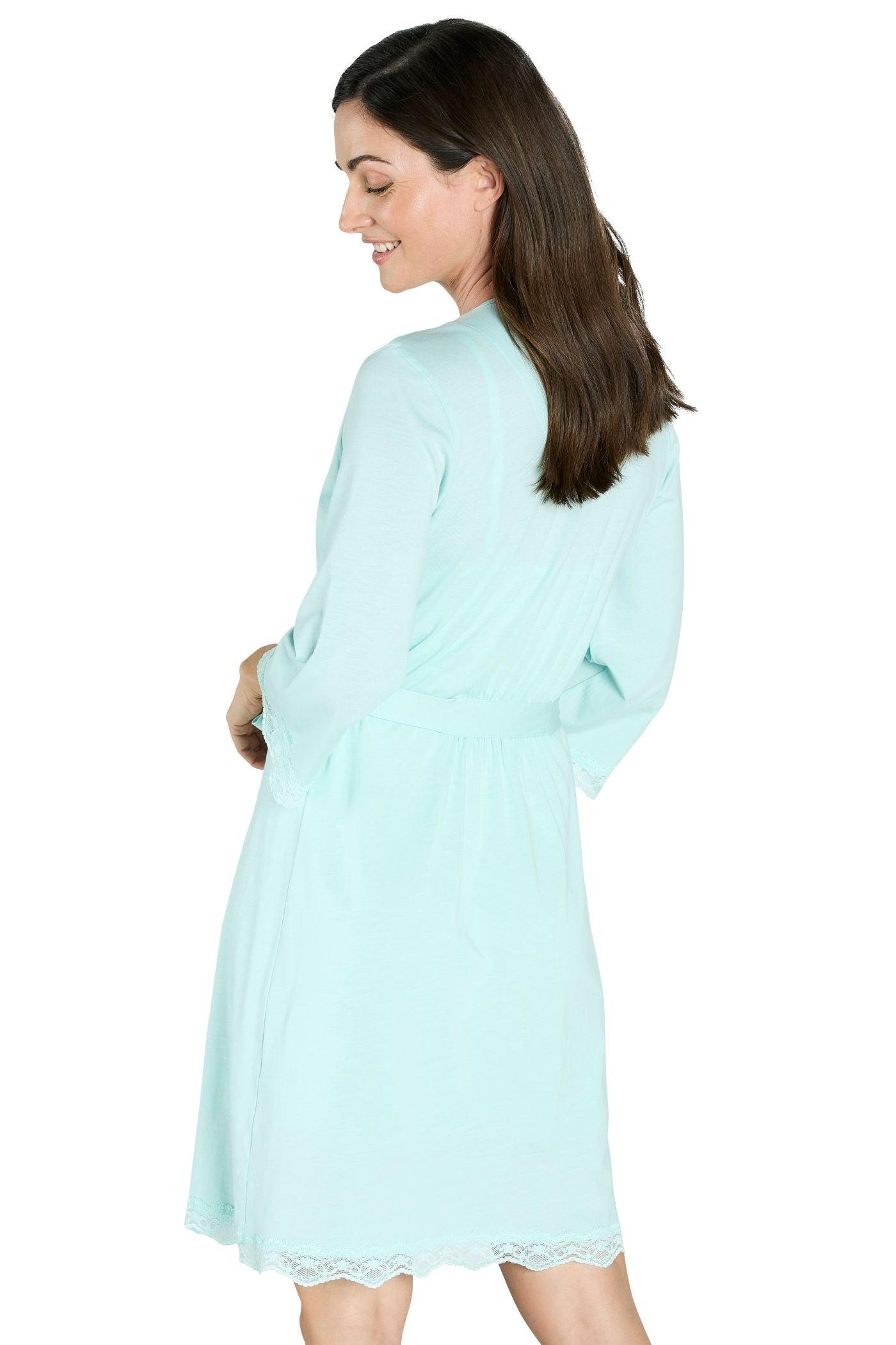 Leslie Women's 3/4 Sleeve Kimono Robe - Lightweight Bathrobe for Spa, Lounge & Home Relaxation