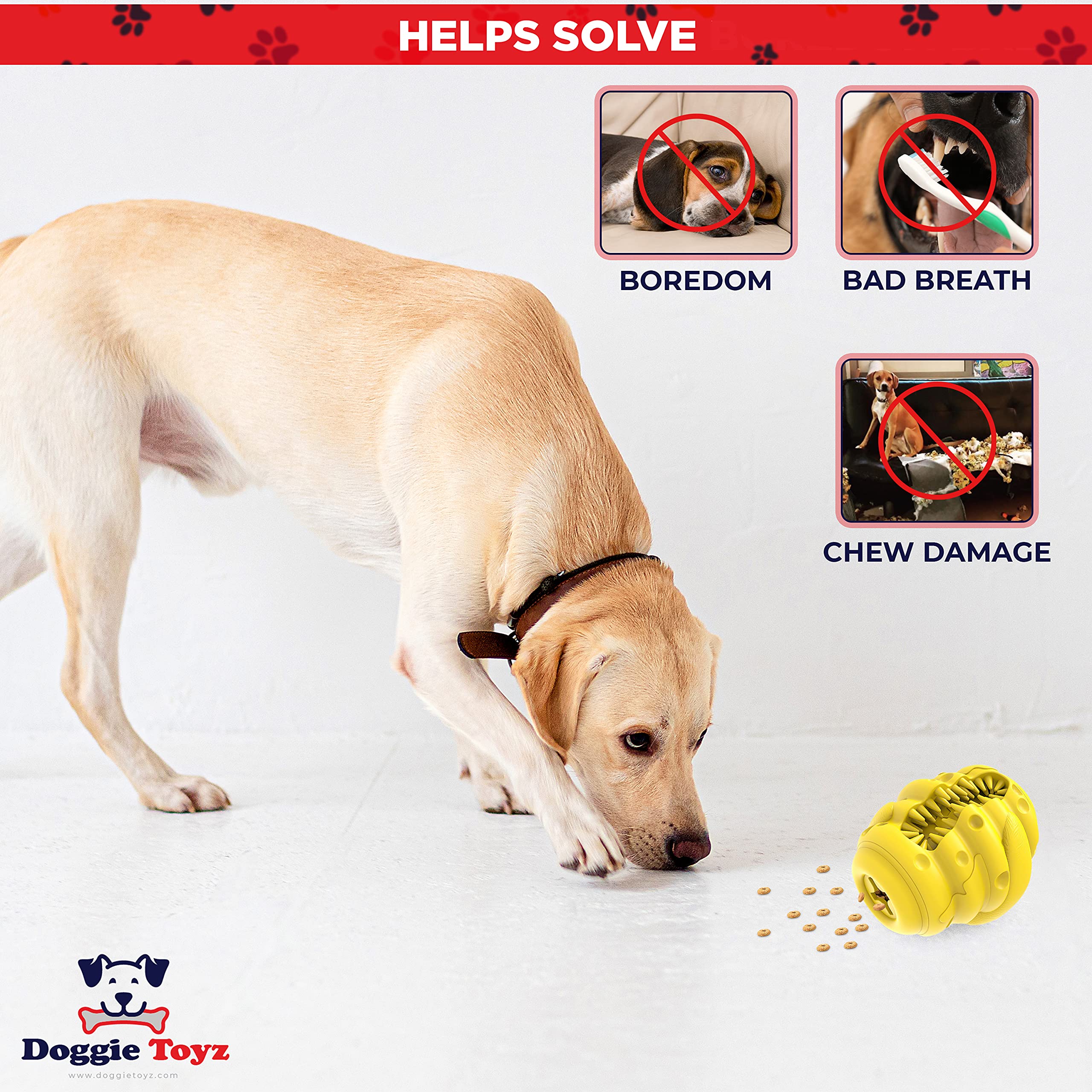 Durable Dog Chew Toys for Aggressive Chewers - Interactive Puzzle Treat Dispenser for Medium & Large Dogs - Natural Rubber Teething Chew Toy for Strong Chewers - Perfect for Training, Boredom Relief & Dental Health