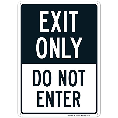 Exit Only Sign - 10x14 Inches Rust-Free .040 Aluminum, Fade Resistant - Easy Mounting for Indoor/Outdoor Use - Made in USA by Sigo Signs - Perfect for Offices, Warehouses & Public Safety Areas