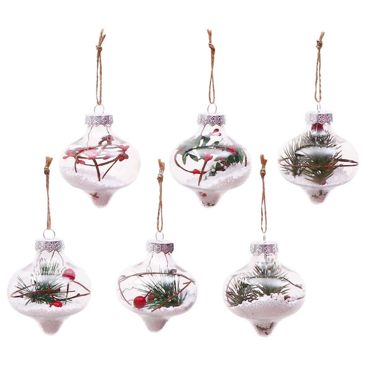 6pcs Christmas Tree Decorations - Transparent Glass Baubles & Plastic Lemon Ornaments for Winter Hanging, Fireplace & Holiday Decor | Hemoton