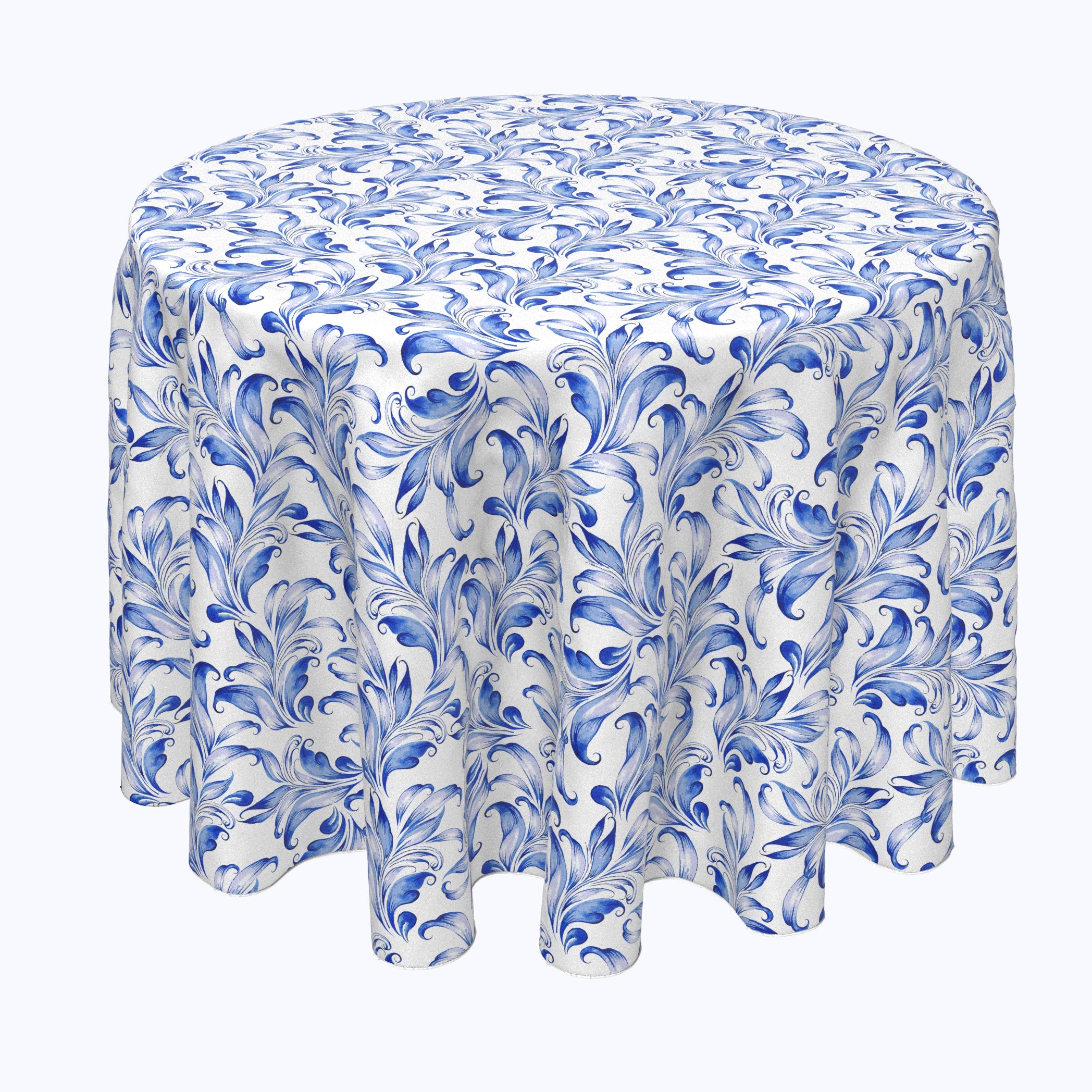 Blue Traditional Leaves Round Placemats - Set of 4 for Dining Table Decor, Kitchen Table Setting, and Home Party Decorations