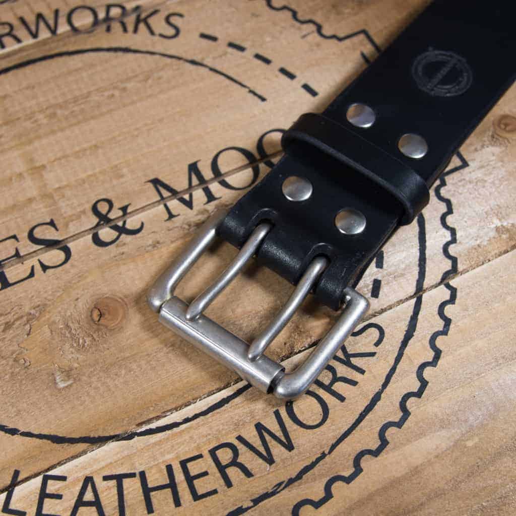Barnes & Moore Heavyweight Leather Belt for Men - Oak Bark Black & Nickel Buckle - Durable Dress Belt for Business, Office & Formal Wear