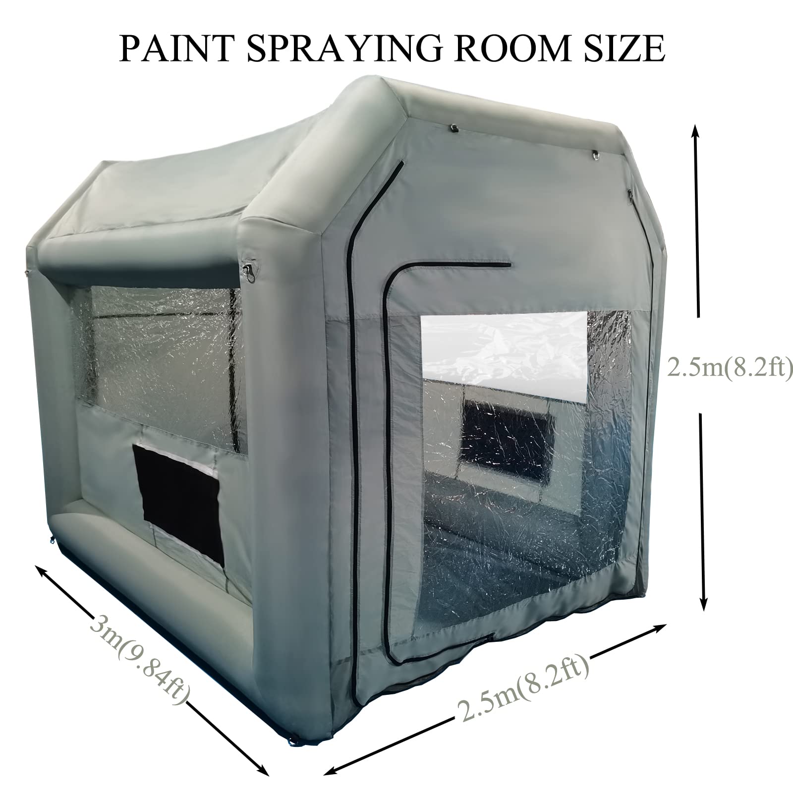 Professional Inflatable Paint Booth 9.84x8.2x8.2Ft - Portable Spray Booth for Cars, Motorcycles & Auto Parts Painting | DIY Auto Body Work & Detailing Station (Blower Not Included) | Perfect for Home Garages & Professional Workshops