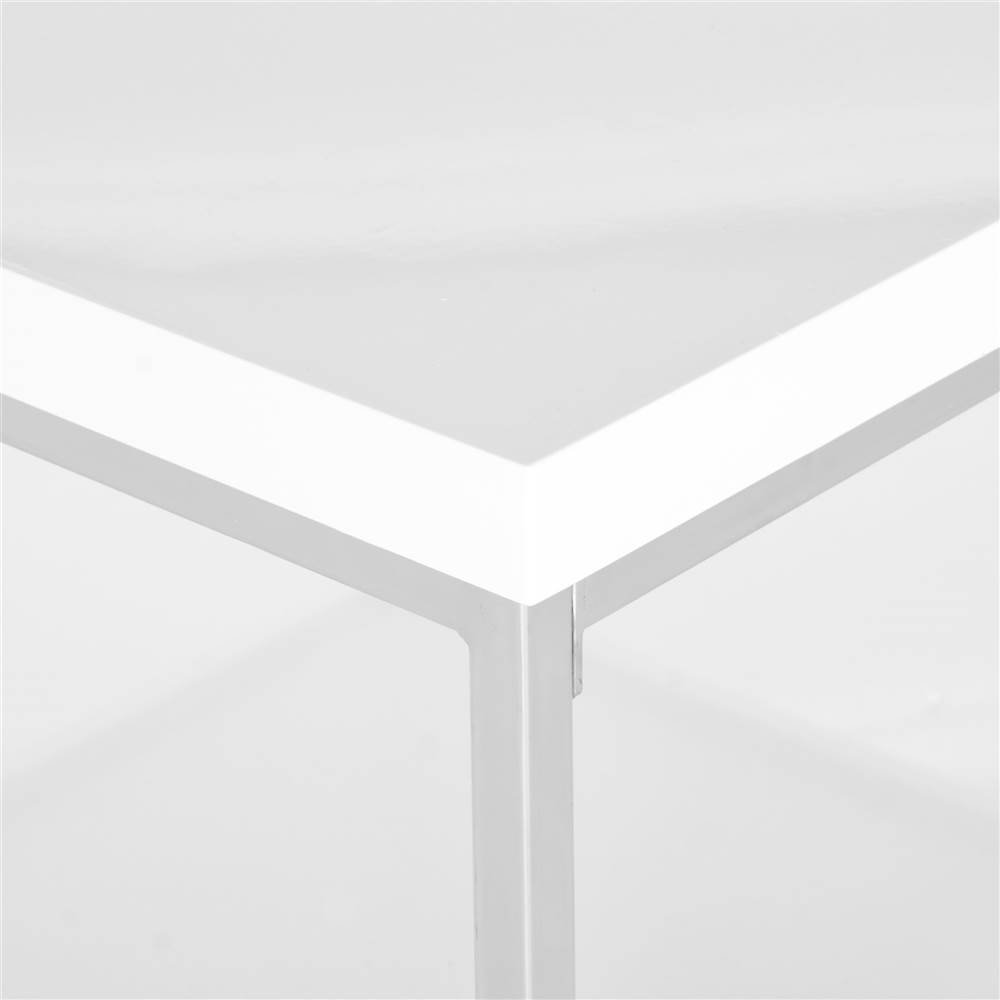 SAFAVIEH Malone Glam White and Chrome Coffee Table - Modern Glass Top Living Room Furniture for Small Spaces, Home Decor & Office Use