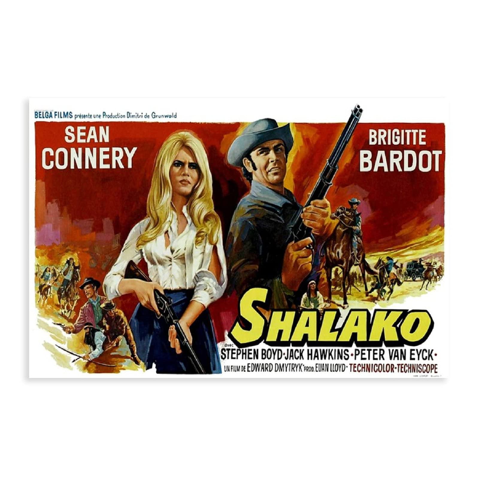 Shalako Movie Poster Canvas Print - 24x36 Inch (60x90cm) Western Wall Art for Bedroom, Office & Man Cave Decor - Unframed Vintage Film Poster Gift for Movie Lovers & Western Fans