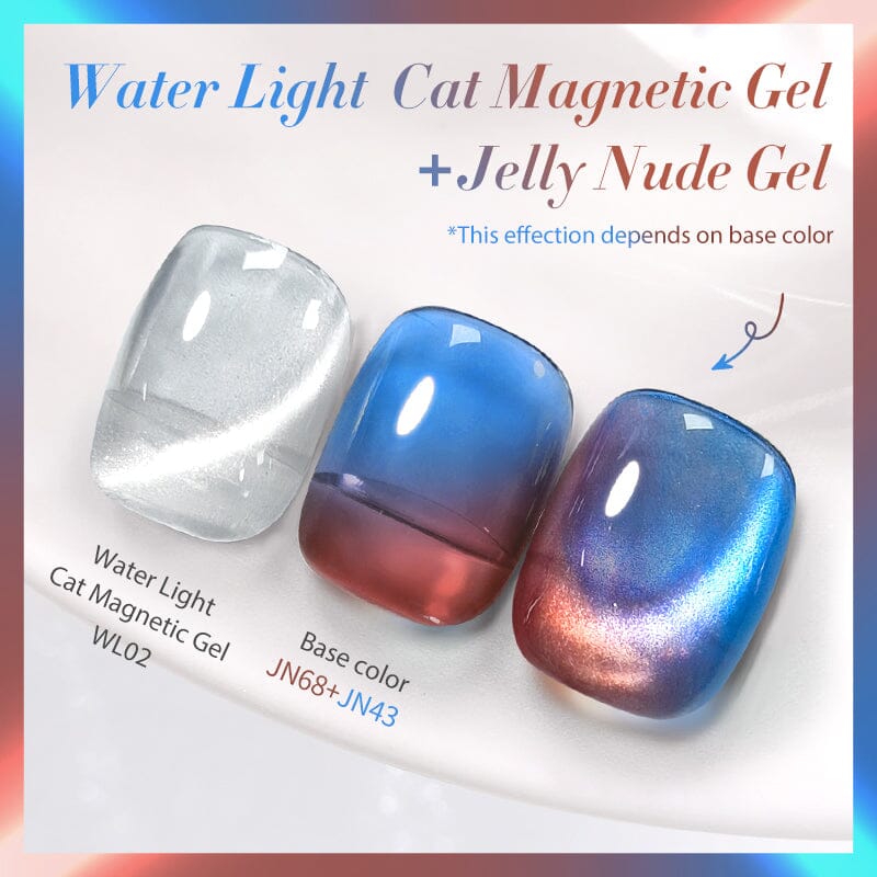 3pcs Set #05 Water Light Cat Magnetic Gel & Jelly Nude Gel Polish - Long Lasting Nail Art Kit for Home Manicure & Salon Use