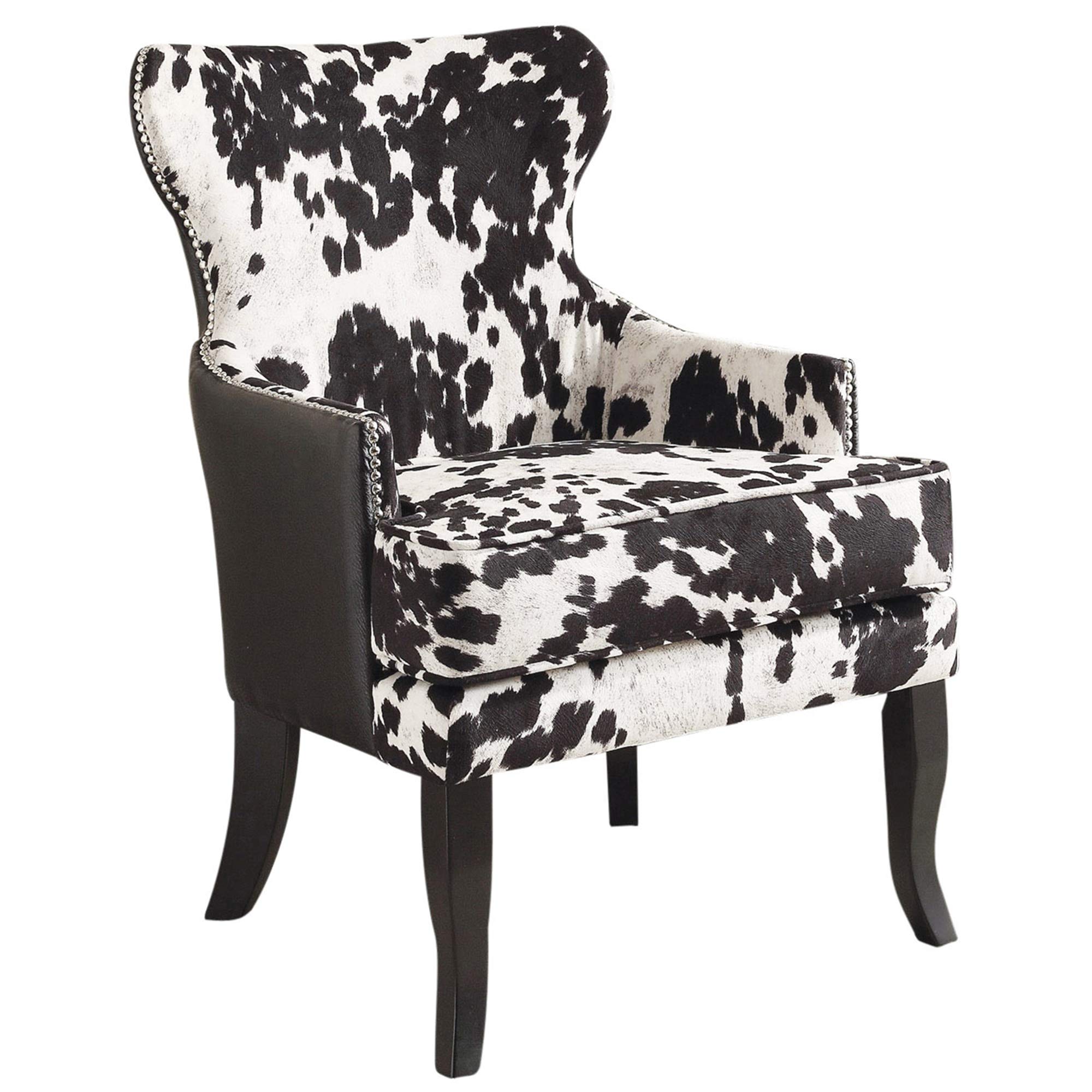 Modern Faux Cowhide Accent Chair for Living Room - Black Leather Look Home Decor | Perfect for Farmhouse, Boho & Contemporary Interior Design