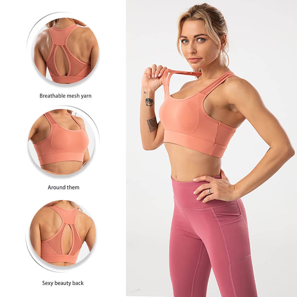 OHYOGA Women's Sports Bras - High Support Workout Bra for Running, Yoga, Fitness & Gym - Breathable Crop Tank Top WJ015 - Perfect for Active Lifestyles & High-Intensity Training