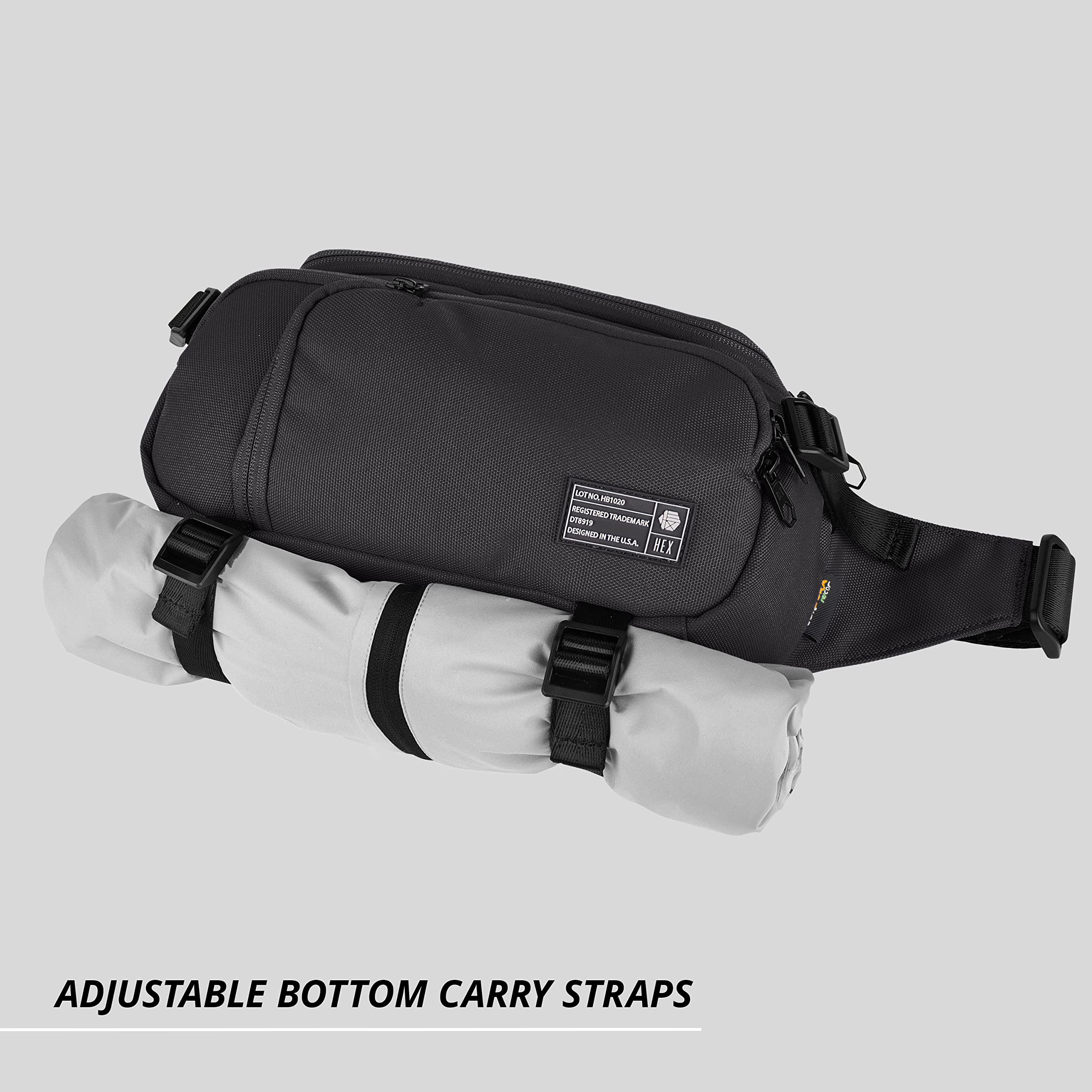 HEX Ranger Camera Mini Sling Bag - Lightweight Water Resistant Mirrorless Camera Crossbody Bag with YKK Zippers, Interior Dividers & Adjustable Straps (Blackout Camo) - Perfect for Travel, Hiking & Outdoor Photography