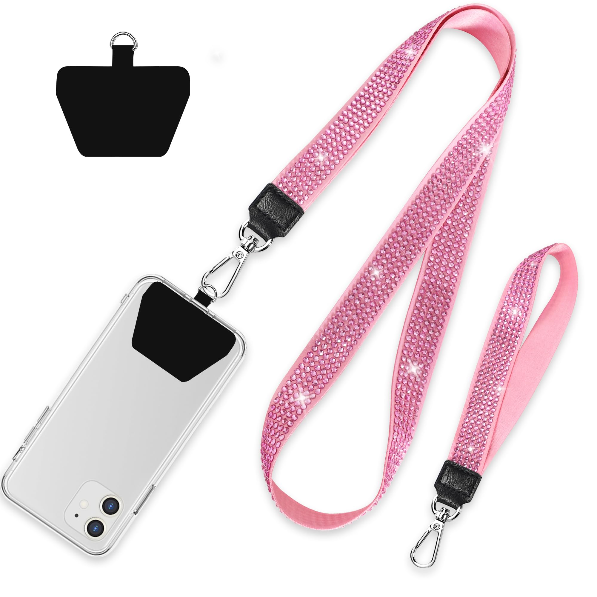 SHANSHUI Universal Phone Lanyard - Nylon Bling Neck & Wrist Strap with 1 Patch Tether for All Smartphones - Perfect for Work, Travel, and Outdoor Activities