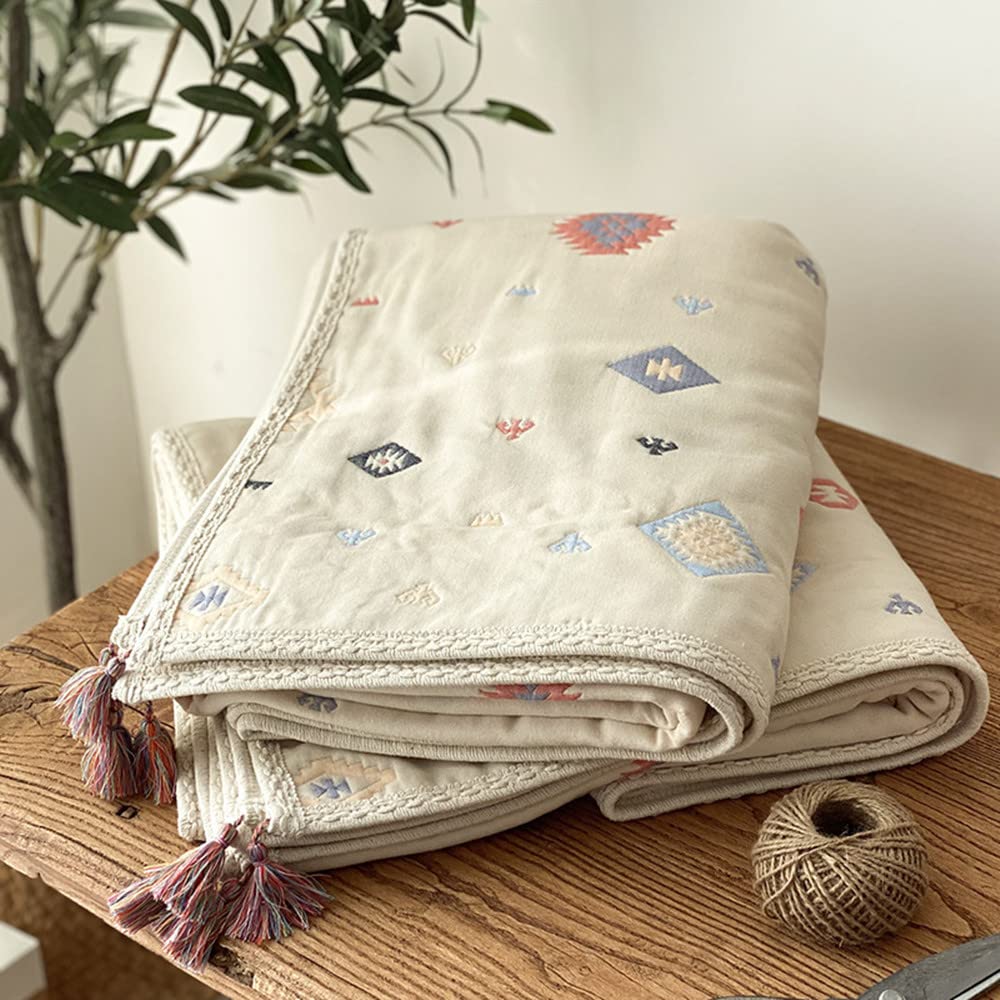 100% Cotton Muslin Blanket - 6-Layer Gauze Throw Blanket for Adults & Babies | Soft, Breathable Summer Blanket for Bed, Sofa & Nursery | Perfect for Swaddling, Lounging & Travel