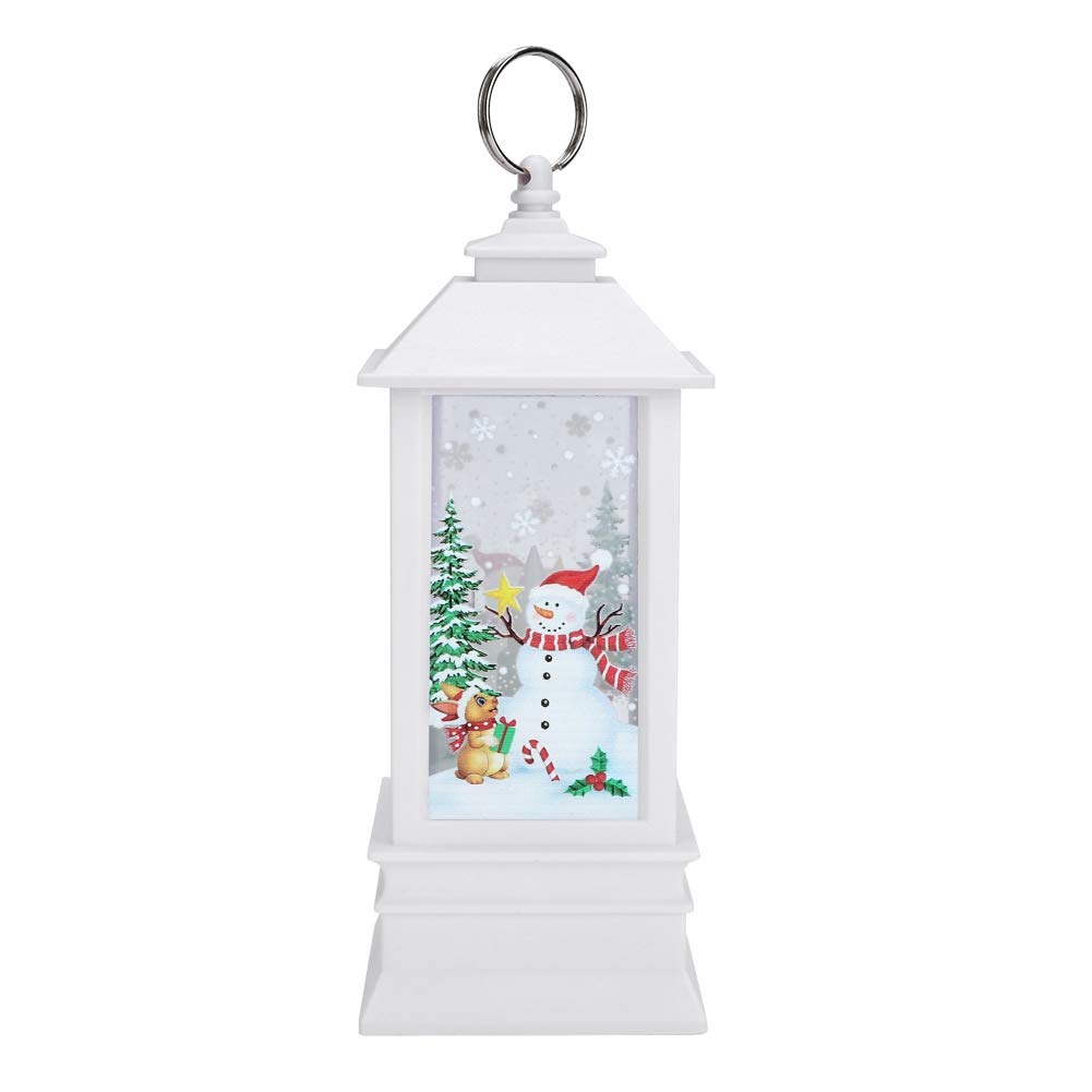 Christmas Snowman Candlestick Lantern - Decorative Candle Holder with LED Bulb for Home Table Decor, Holiday Gift & Winter Party Decoration (Large Size)