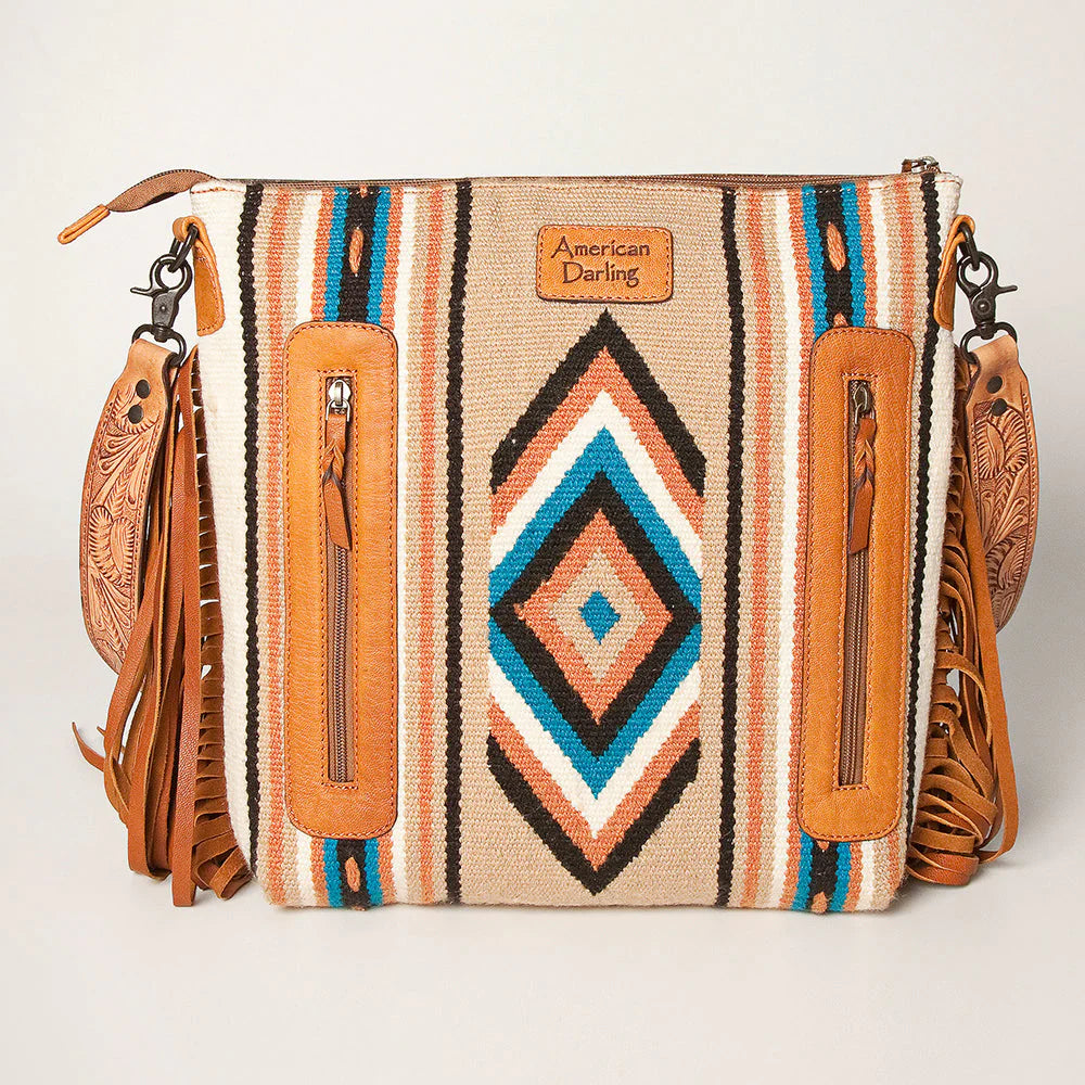 American Darling Tan Floral Tooled Leather Purse - Stylish Crossbody Bag for Women, Perfect for Date Night & Casual Outings
