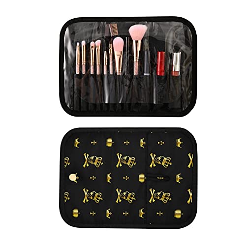 MNSRUU Gold Skull Pattern Hanging Toiletry Bag - 3 PCS Clear Travel Makeup Organizer Set for Women & Men, Portable Cosmetic Storage for Bathroom, Gym, Camping & Vacation Trips