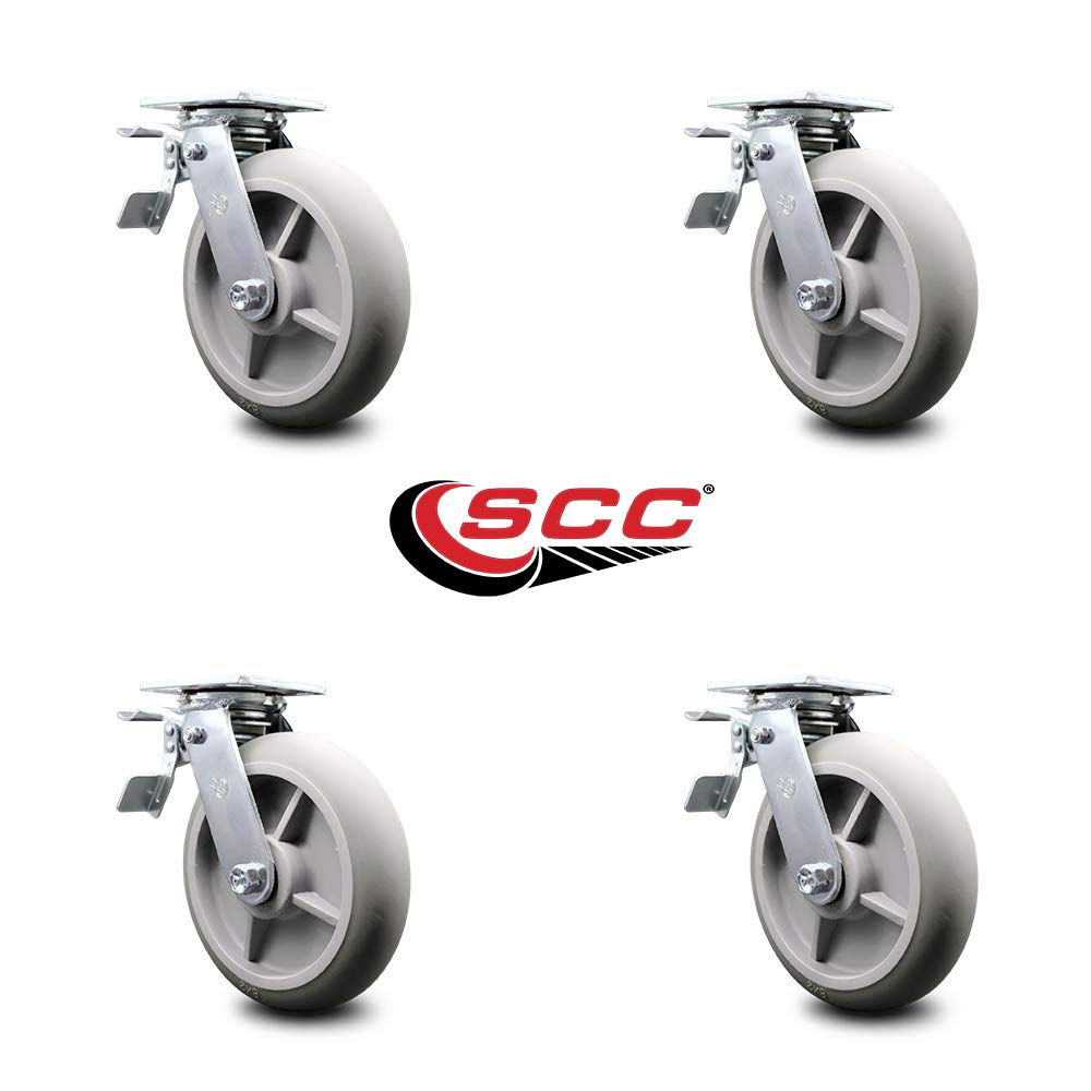 Cambro Camcruiser Vending Cart Replacement Caster Set - 4 Swivel Casters with Total Lock Brakes for Food Service Carts - Heavy Duty Wheels for Commercial Kitchens, Cafeterias & Mobile Food Stations