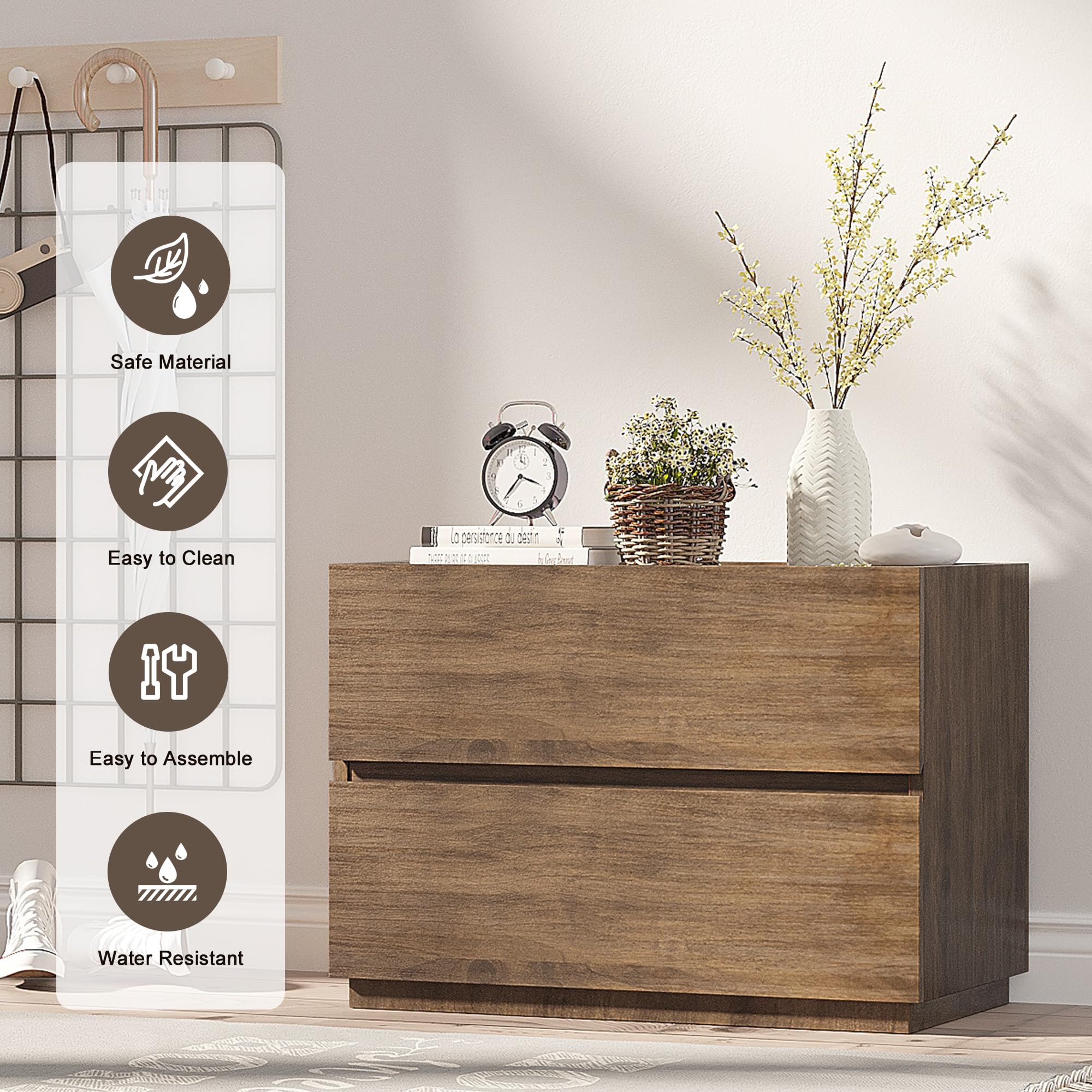 Wooden Stackable 2-Drawer Dresser Organizer - 23.6