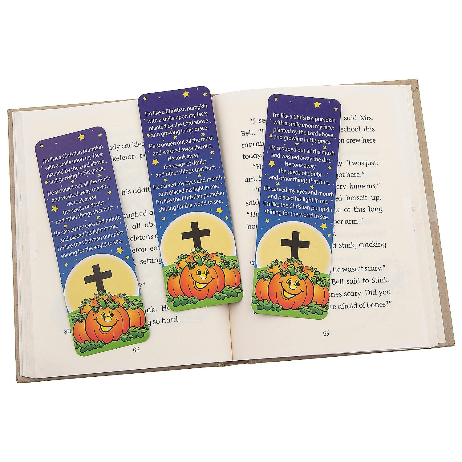 Bulk Set of 48 Pumpkin Prayer Bookmarks - Christian Halloween Bible Study Supplies for Church Groups, Sunday School & Fall Bible Journaling