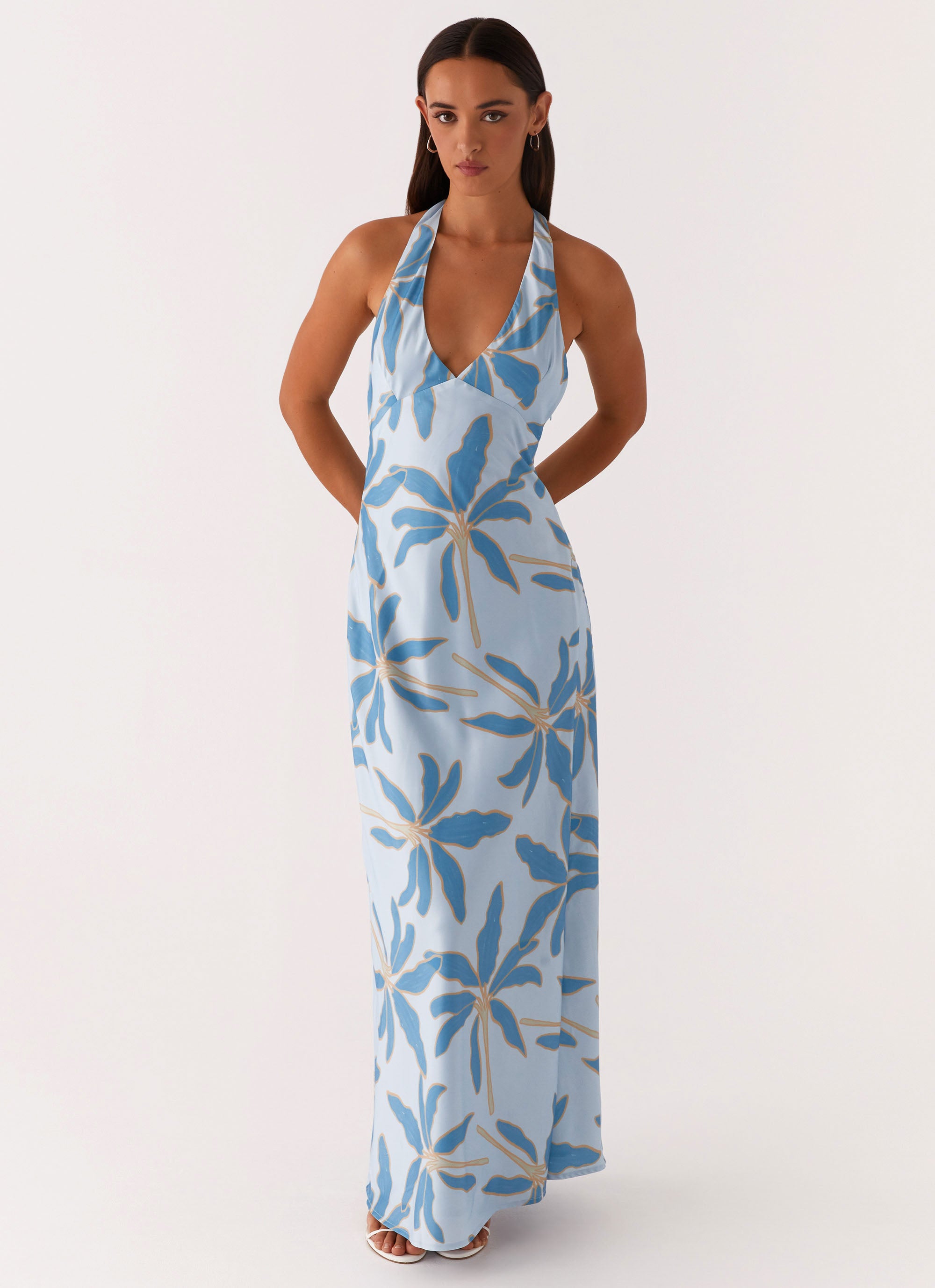 Angie Maxi Dress in Opulent Blue - Elegant Long Flowy Women's Dress for Summer, Beach, and Special Occasions