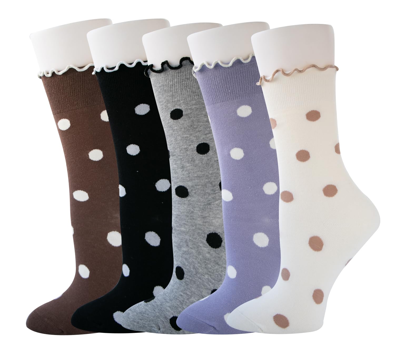 Polka Dot Cotton Ankle Socks for Women - 5/6 Pairs - Cute & Fun for Casual Wear