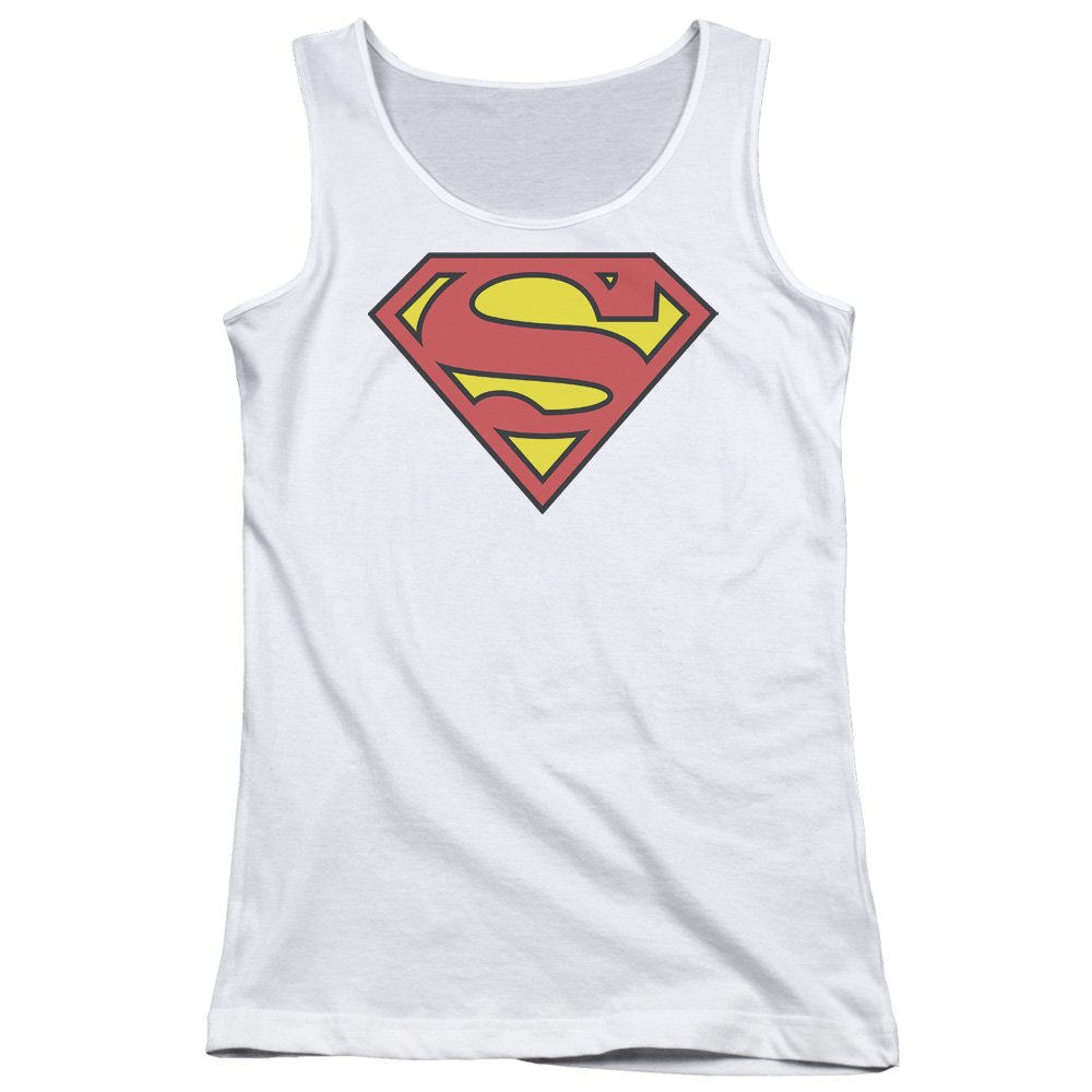 Superman Classic Logo Junior's Sheer Fitted Tank Top for Girls - Comfortable Superhero Graphic Tee for Cosplay, Comic Con & Casual Wear
