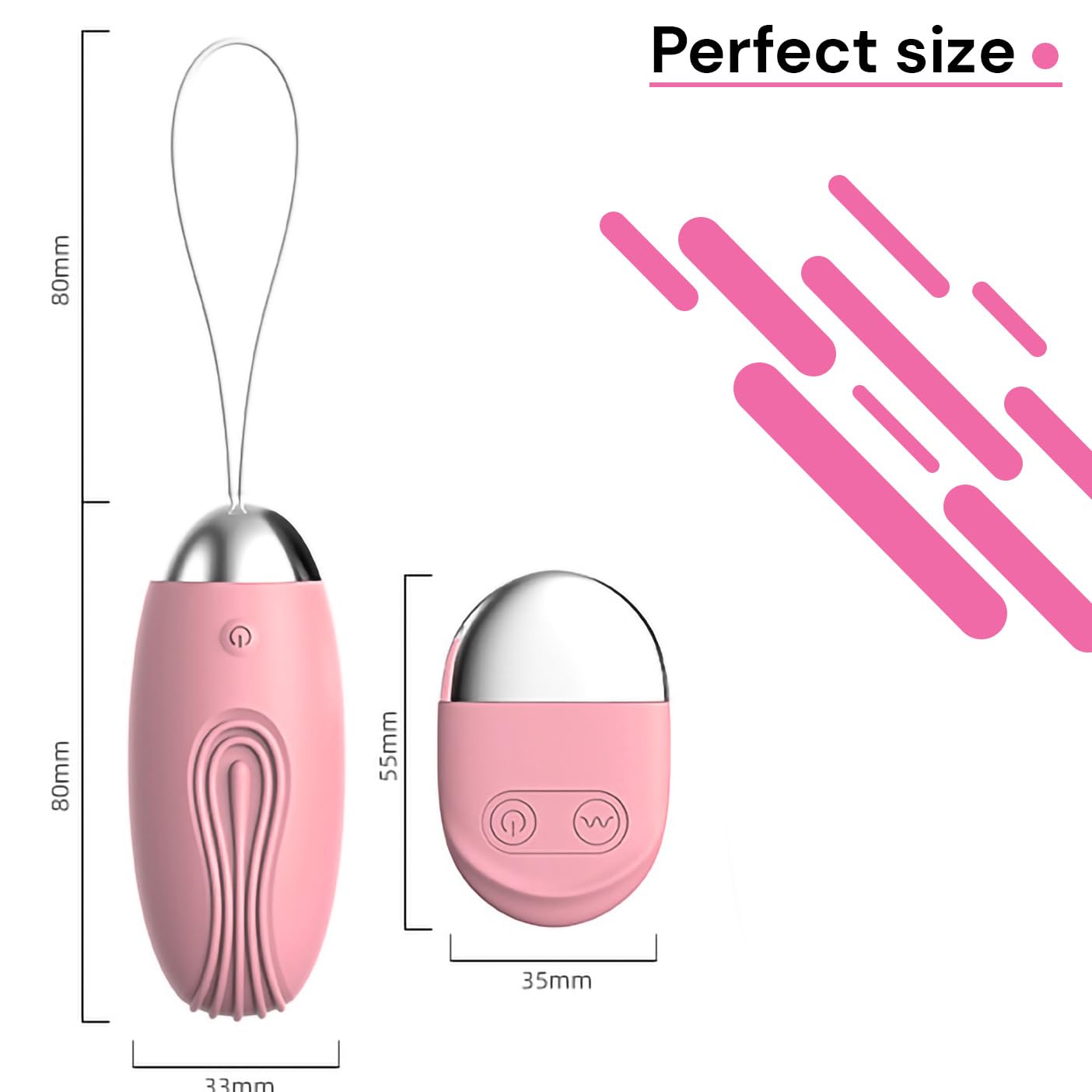 Remote Control Silicone Egg Vibrator for Women - 8cm Long, 3.3cm Diameter - Wireless Clitoral & G-Spot Stimulator - Discreet & Powerful Rechargeable Adult Toy for Couples Play & Solo Pleasure - Perfect for Bedroom Fun, Travel & Long Distance Relationships