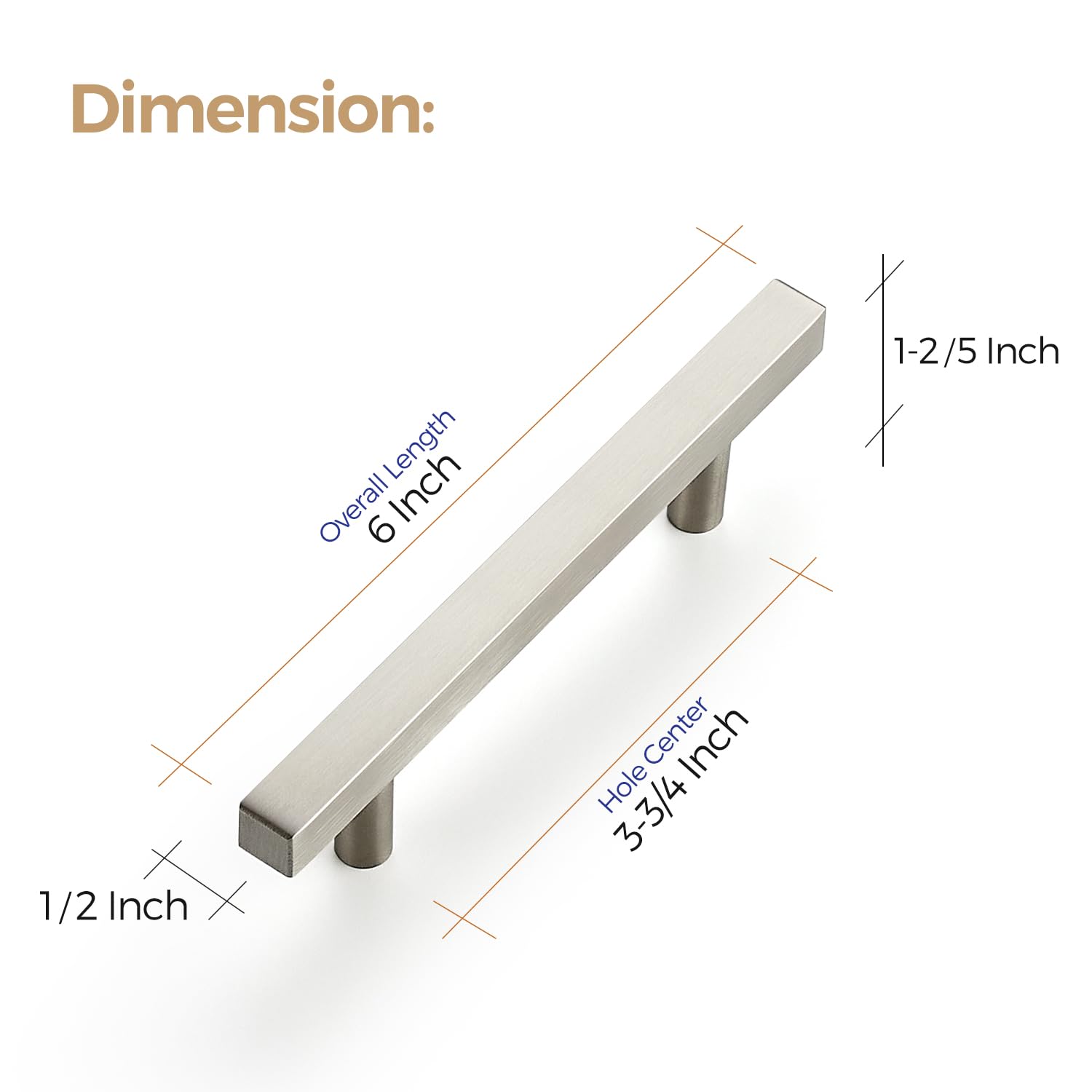Ravinte 15 Pack 3-3/4 Inch Brushed Nickel Cabinet Pulls - Square Kitchen Cabinet Handles, Stainless Steel Drawer Pulls with 6 Inch Overall Length & Mounting Template - Perfect for Modern Kitchen, Bathroom & Office Cabinets