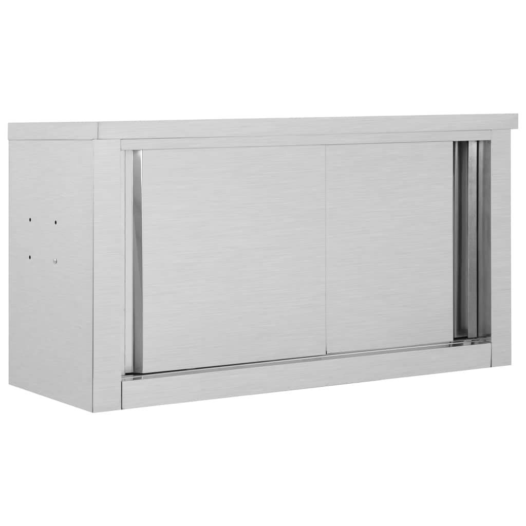 Stainless Steel Wall Cabinet with Sliding Doors - 35.4
