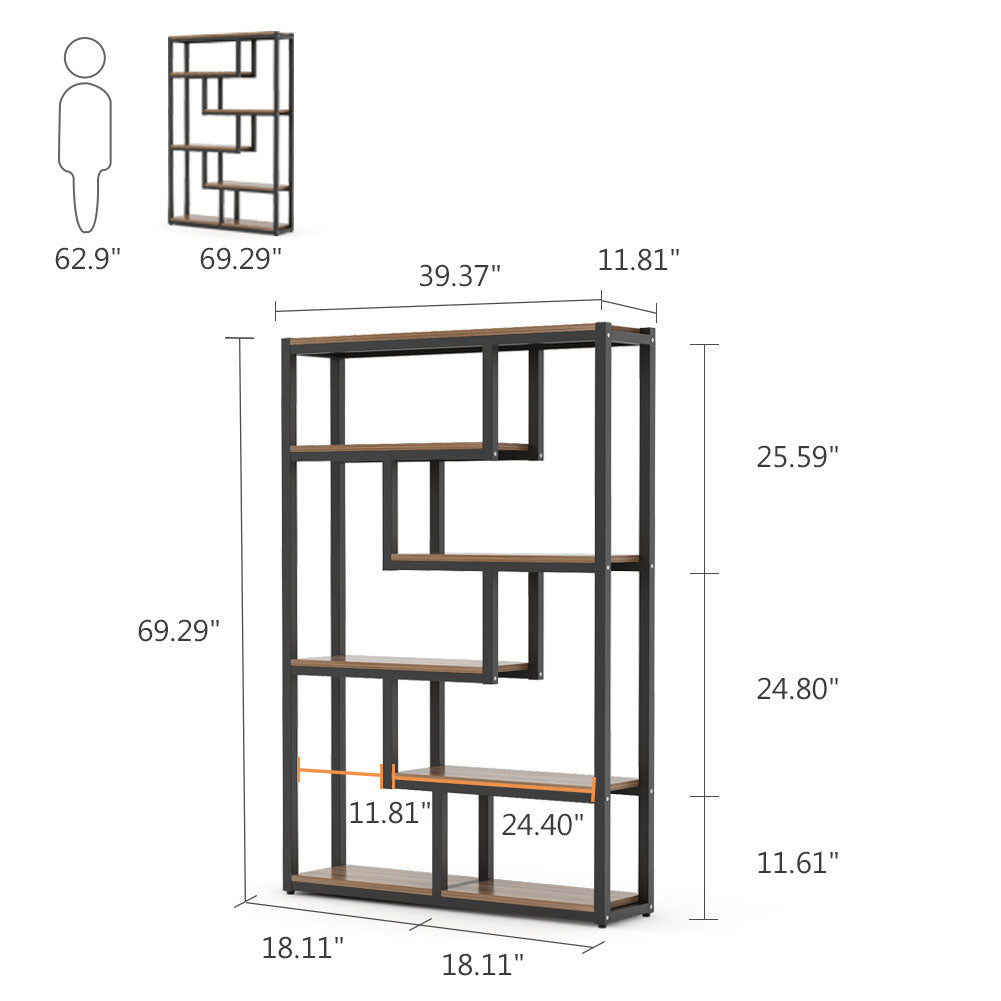 5-Tier Industrial Bookshelf - 69
