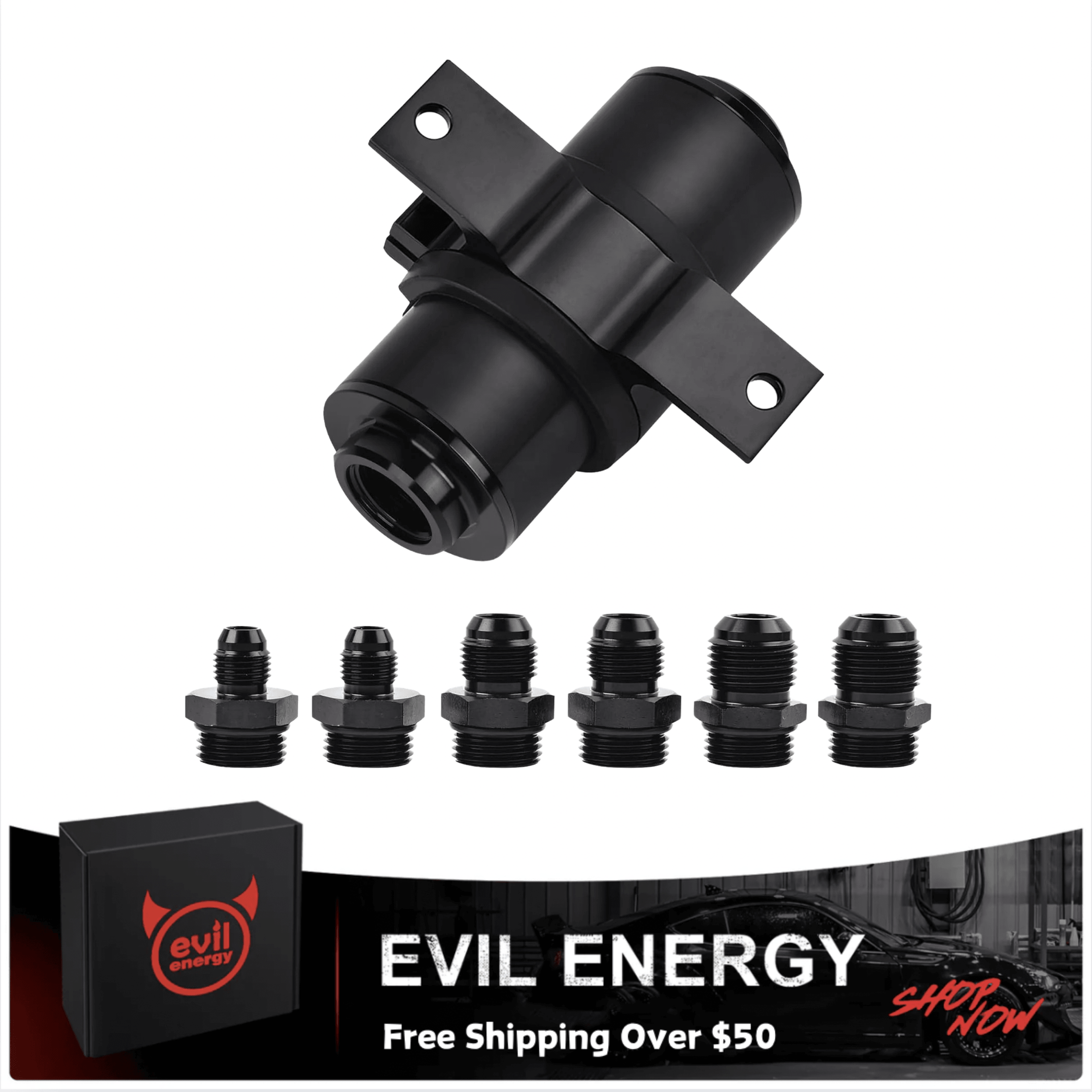 EVIL ENERGY Universal Inline Fuel Filter with 6AN 8AN 10AN Adapter & Bracket - 10/30/40/100 Micron for High Performance Cars, Racing & Off-Road Vehicles