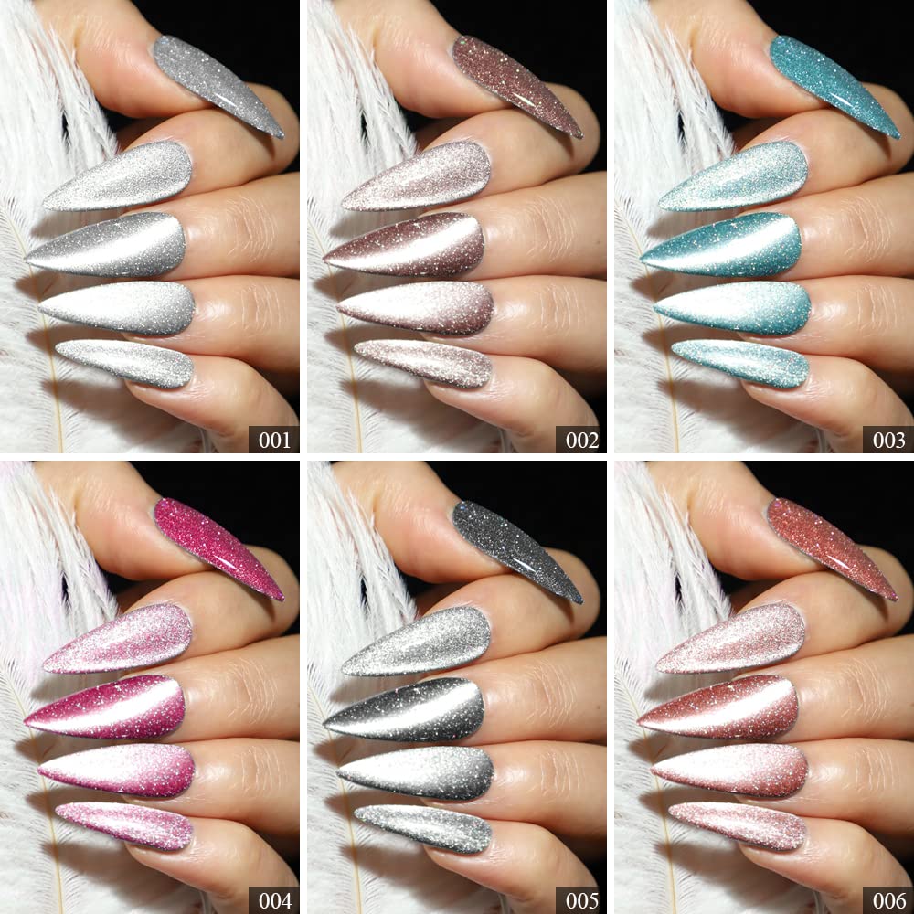 Reflective Glitter Cat Eye Gel Nail Polish Set - Sparkling Diamond Magnetic UV Gel Polish with Shiny Finish, Soak Off Nail Art Kit for Salon & Home Manicures | Perfect for Parties, Weddings & Special Occasions