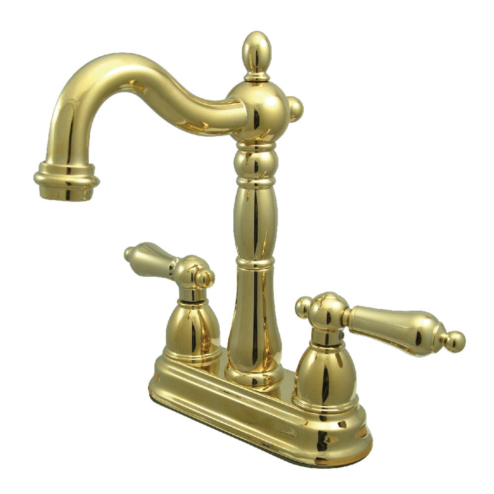 Kingston Brass KB1491AL Heritage Two Handle Bar Faucet - Vintage Style Brass Kitchen Sink Faucet for Farmhouse & Modern Homes - Perfect for Bars, Restaurants, and Home Kitchens