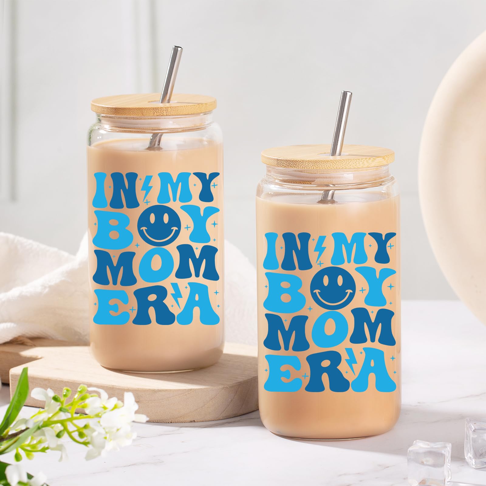 16 oz Iced Coffee Cup - Perfect Boy Mom Gift for New Moms, Postpartum Care, Pregnancy & Baby Showers - Great Birthday & Christmas Present for Expecting Mothers - Ideal for Coffee Lovers & Busy Moms On-The-Go